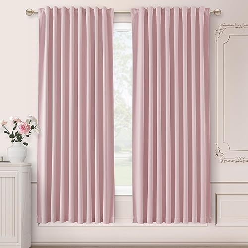 Miniatura 43 de SHINELAND Cortinas opacas de 102 pulgadas para sala de estar, cortinas opacas con pestaña trasera de 102 pulgadas de largo para dormitorio, Crema