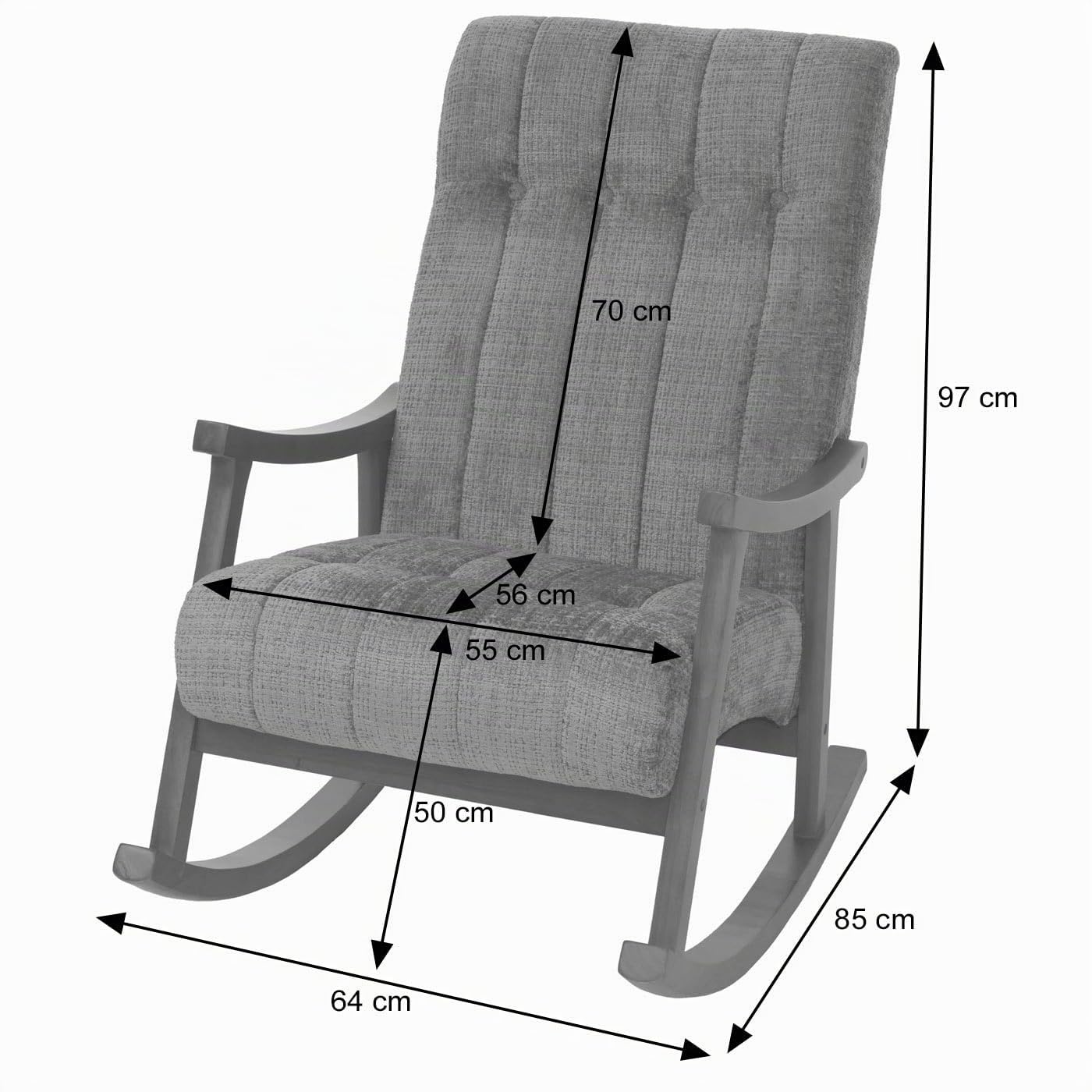Mendler Fauteuil à Bascule HWC-K10 Chenille (465g/m²) Terracotta, piètement Naturel