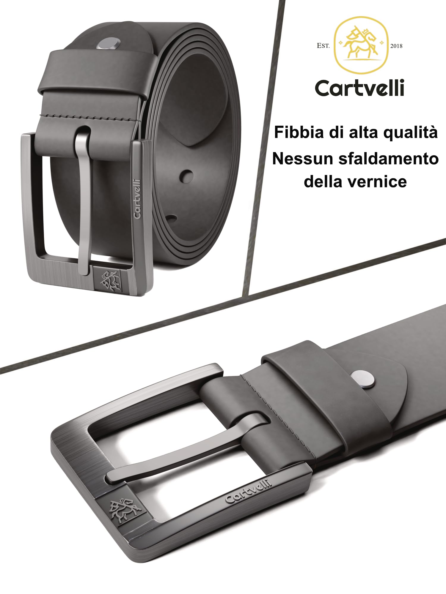 cintura in pelle premium per uomo grigio realizzata in Germania con confezione regalo - cintura da uomo in vera pelle 40 mm - adatta per abito jeans chino pantaloni