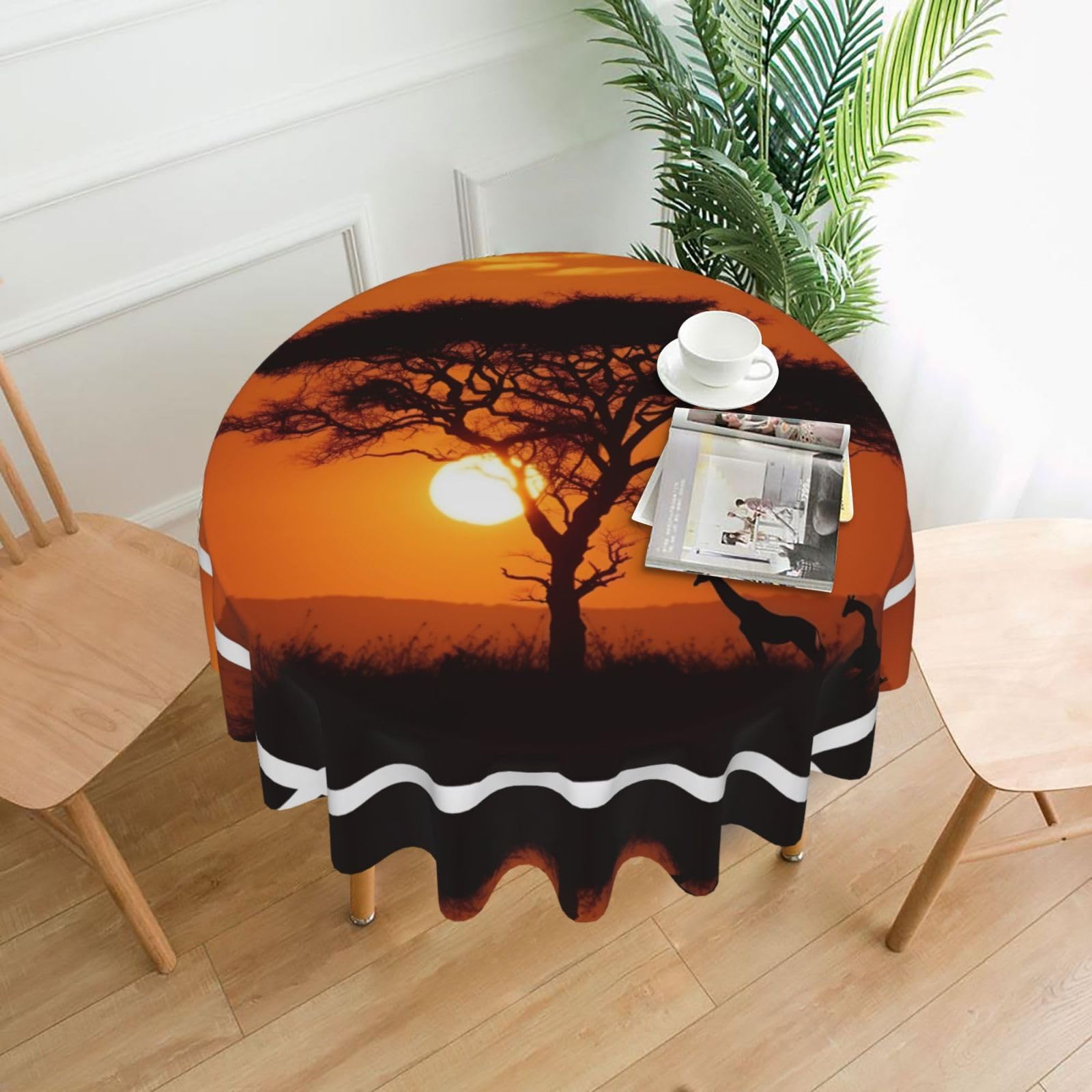 Nappe 60 pouces coucher de soleil lavable pour protéger les tables de fête