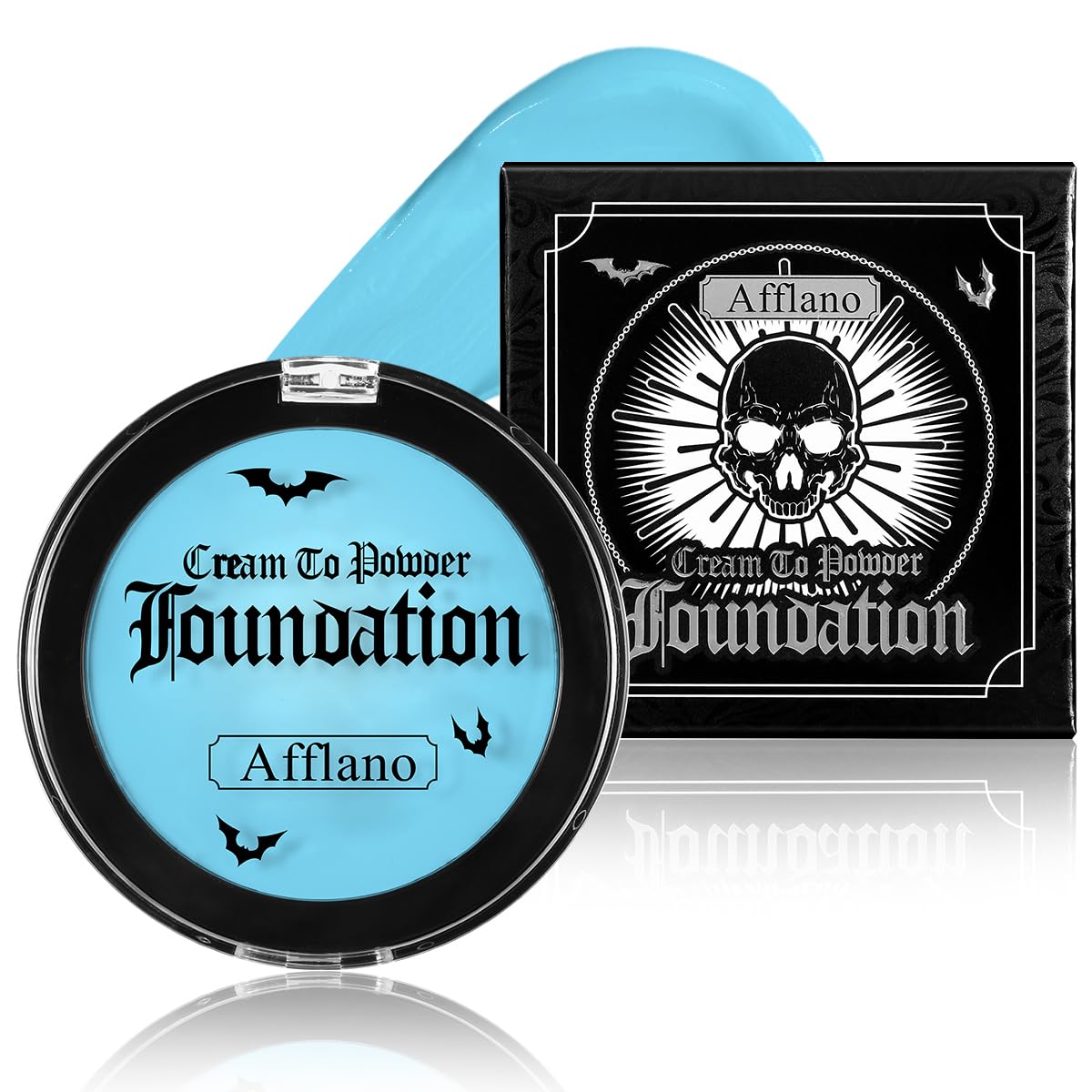 Light Blue Face Body Paint Cream to Powder Foundation Makeup, Professional Blue Cream Face Painting for Kids & Adults, Greasepaint for Halloween FX, Theater, Sally Makeup, Corpse Bride, Smurf, Cosplay