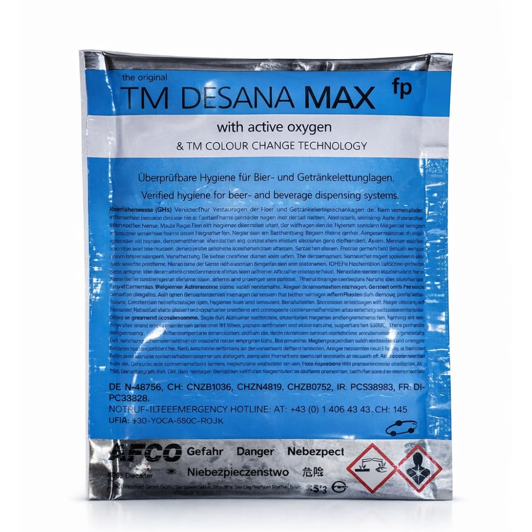 TM Desana Max fp Lot de 30 nettoyants pour conduites de bière, tireuse à bière, accessoires et récipients de nettoyage Bleu 45 g