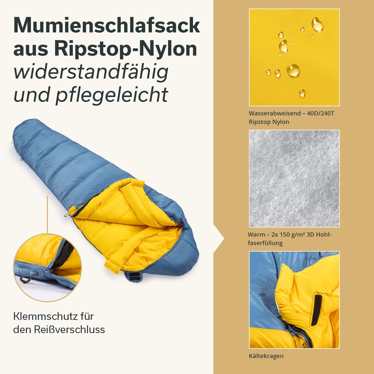 Skandika Schlafsack Gjora | Mumienschlafsack für Junior/Erwachsene/Kinder, 3-4 Jahreszeiten, Nylon-Ripstop, kompakt, wasserabweisend, Packsack | Outdoor, Camping, Wandern, Winter