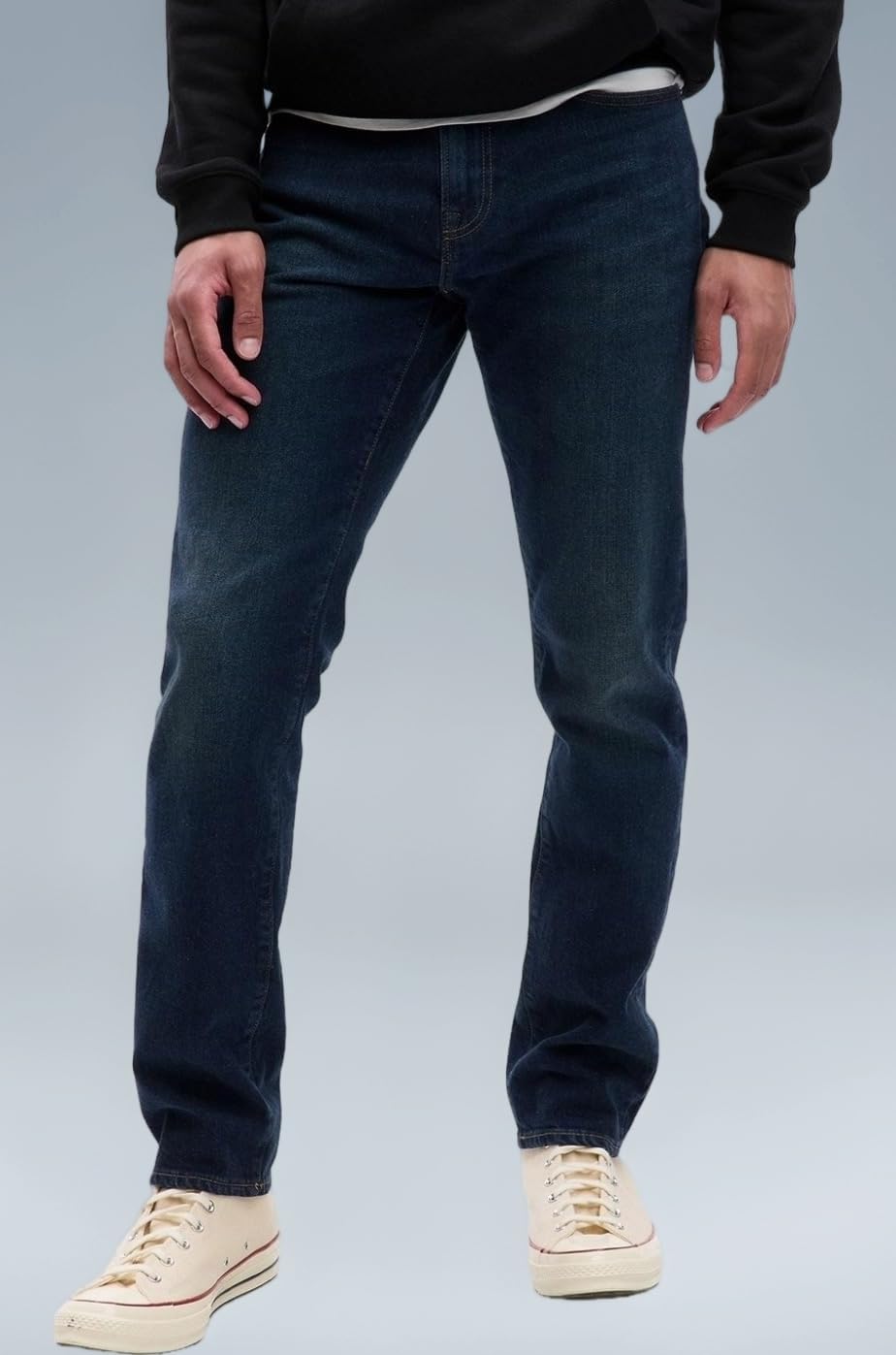 Men’s Slim Fit Solid Mid Rise Heavily Washed Jeans