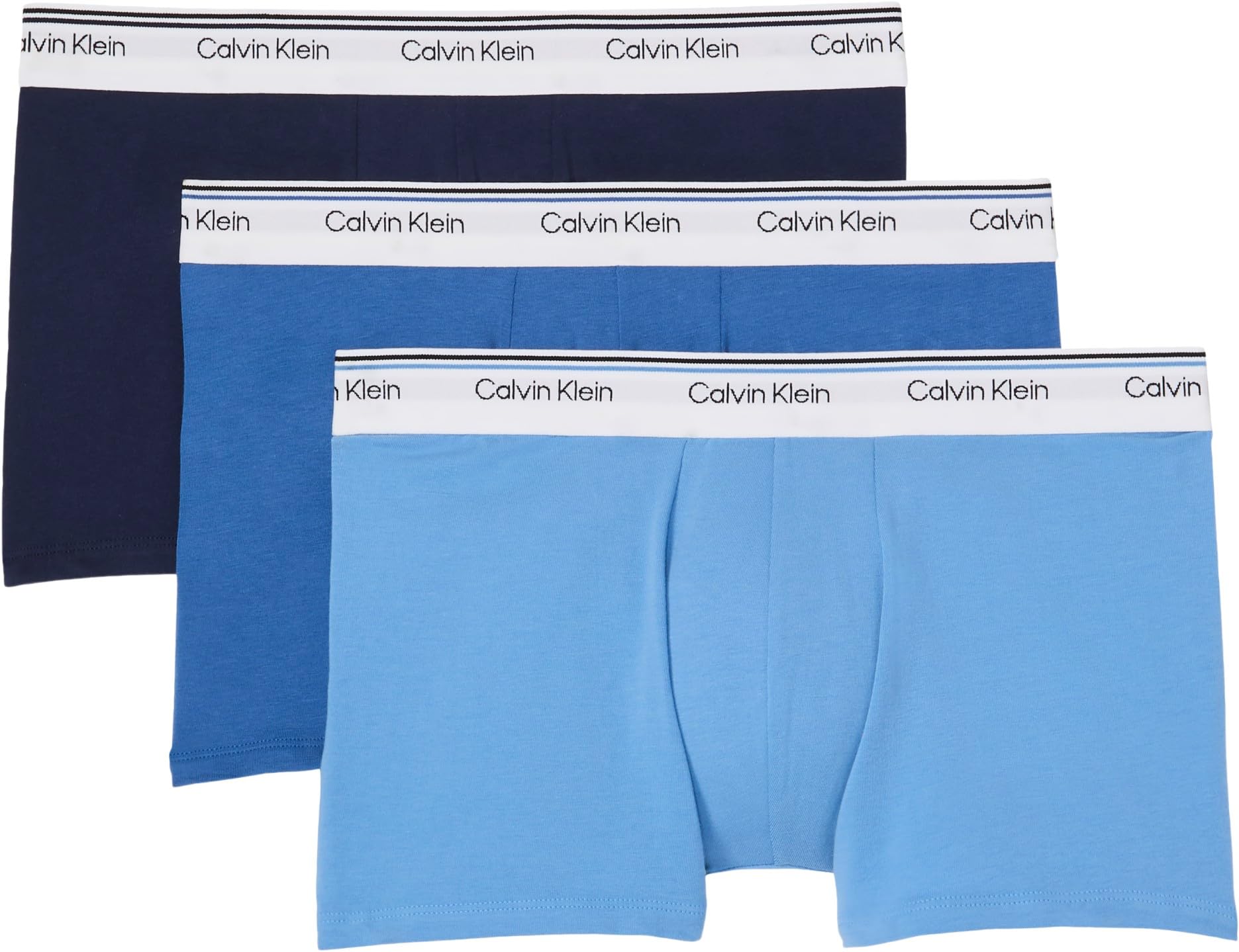 Calvin Klein Men’s 3 Pack Balance Trunks with Logo Waistband, White (White), S