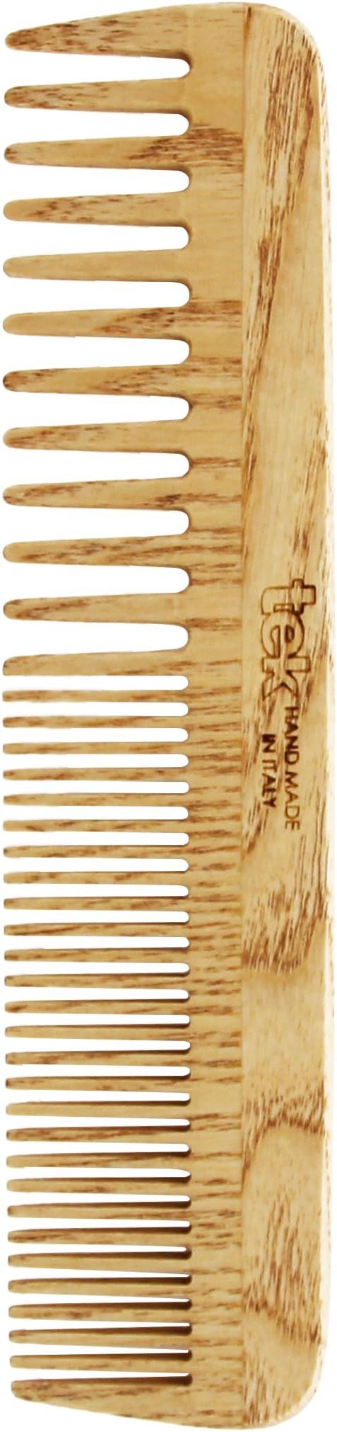 TEK - Large Comb with Rough and Thick Teeth in Ash Wood, Handmade in Italy, for Wavy and/or Fine Hair, Detangling