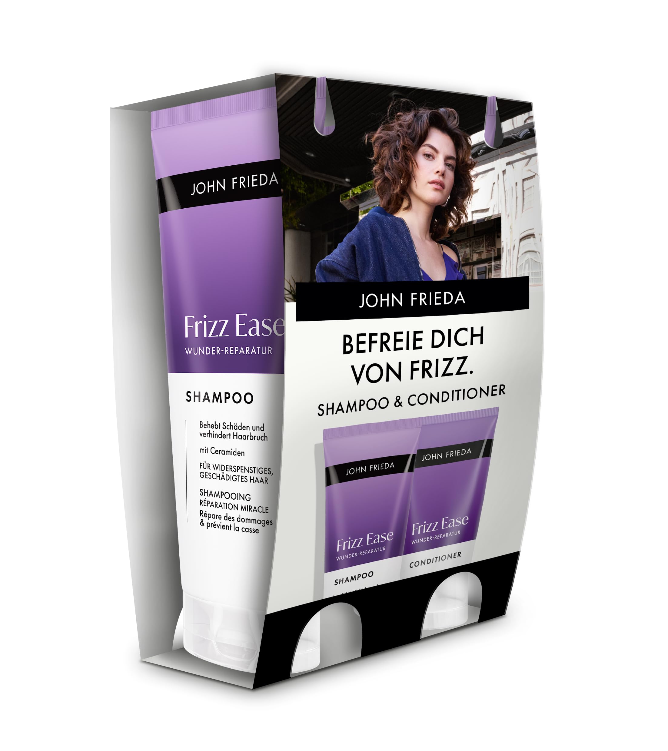 John Frieda Frizz Ease Wunder-Reparatur Vorteilsset Shampoo/Conditioner - Inhalt: 1x 250 ml Shampoo, 1x 250 ml Conditioner