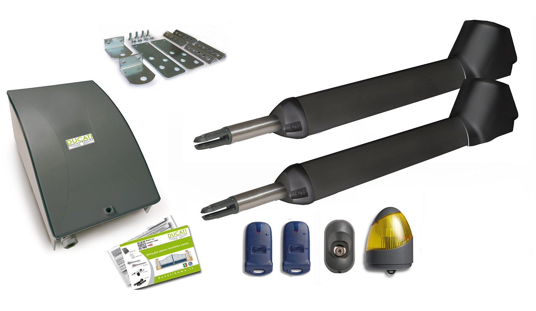apricancello DUCATI SW7000T kit motorizzazione 12V per cancelli a 2 ante battenti max.2,5m/250kg ogni anta.