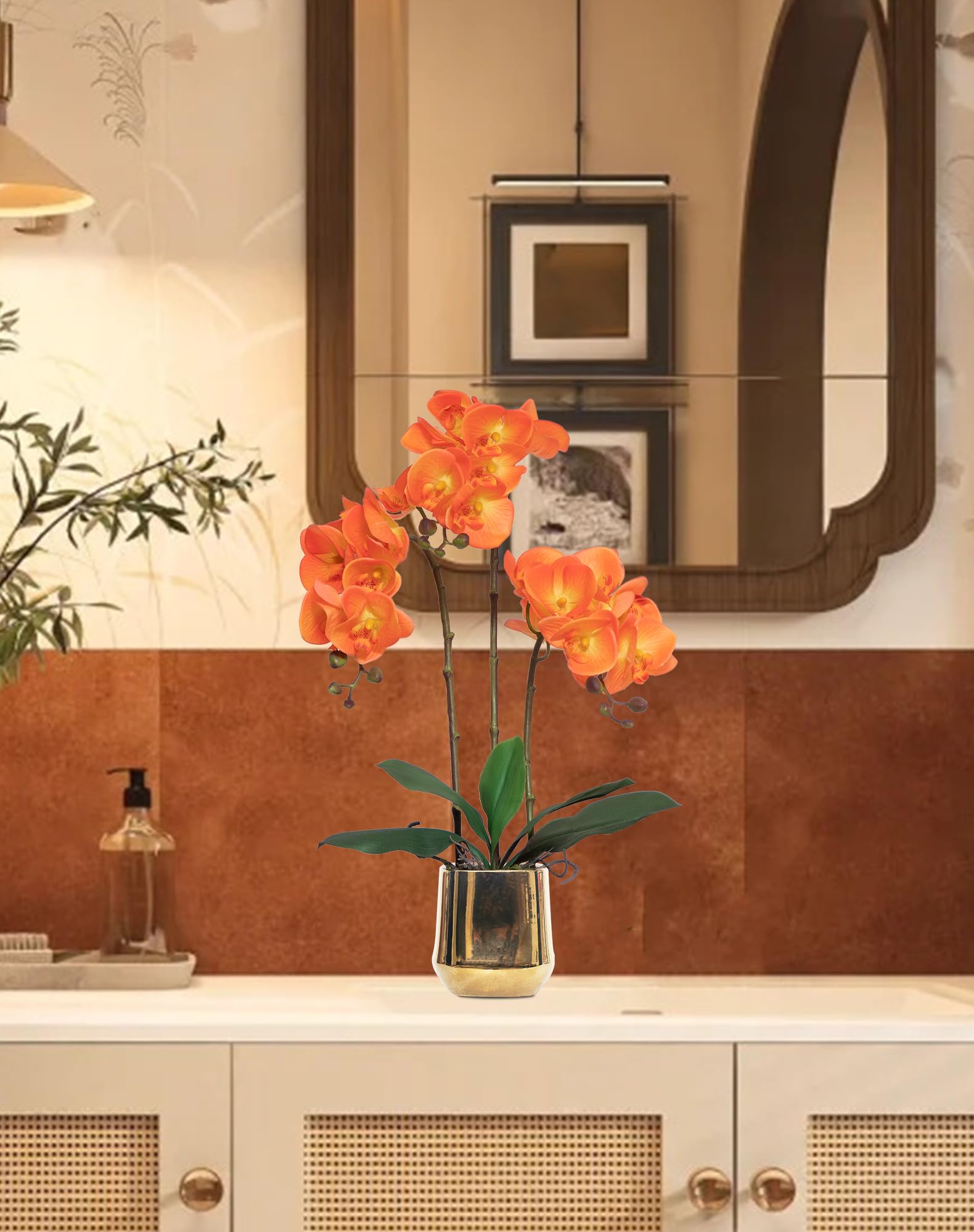 Juego de flores artificiales de orquídea falsa Phalaenopsis, orquídea mariposa de tacto real para boda, hogar, oficina, fiesta, hotel, patio, decoración de restaurante
