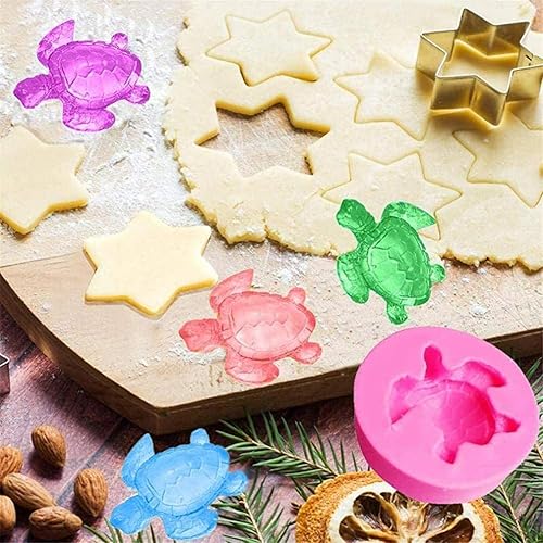 Miniatura 4 de AMOYER 6 moldes de silicona de tortuga marina de dibujos animados de tortuga de caramelo fondant molde de chocolate, pastel de bricolaje, muffins,