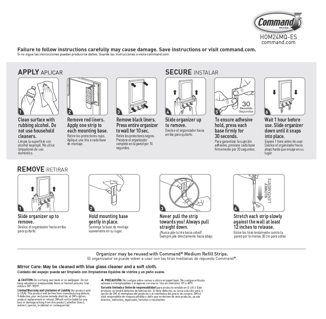 Command Mirror Organizer With Key Hooks And Small Ledge