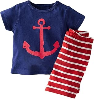 De feuilles Baby,Clothing,Baby Boys 0-24m,Tops,T-Shirts Chic-Chic 2pcs Baby Boys' Summer Clothing Sets Outfits Cute Cartoon Short Sleeve T-Shirts Top+ Stripe Shorts Pants Set