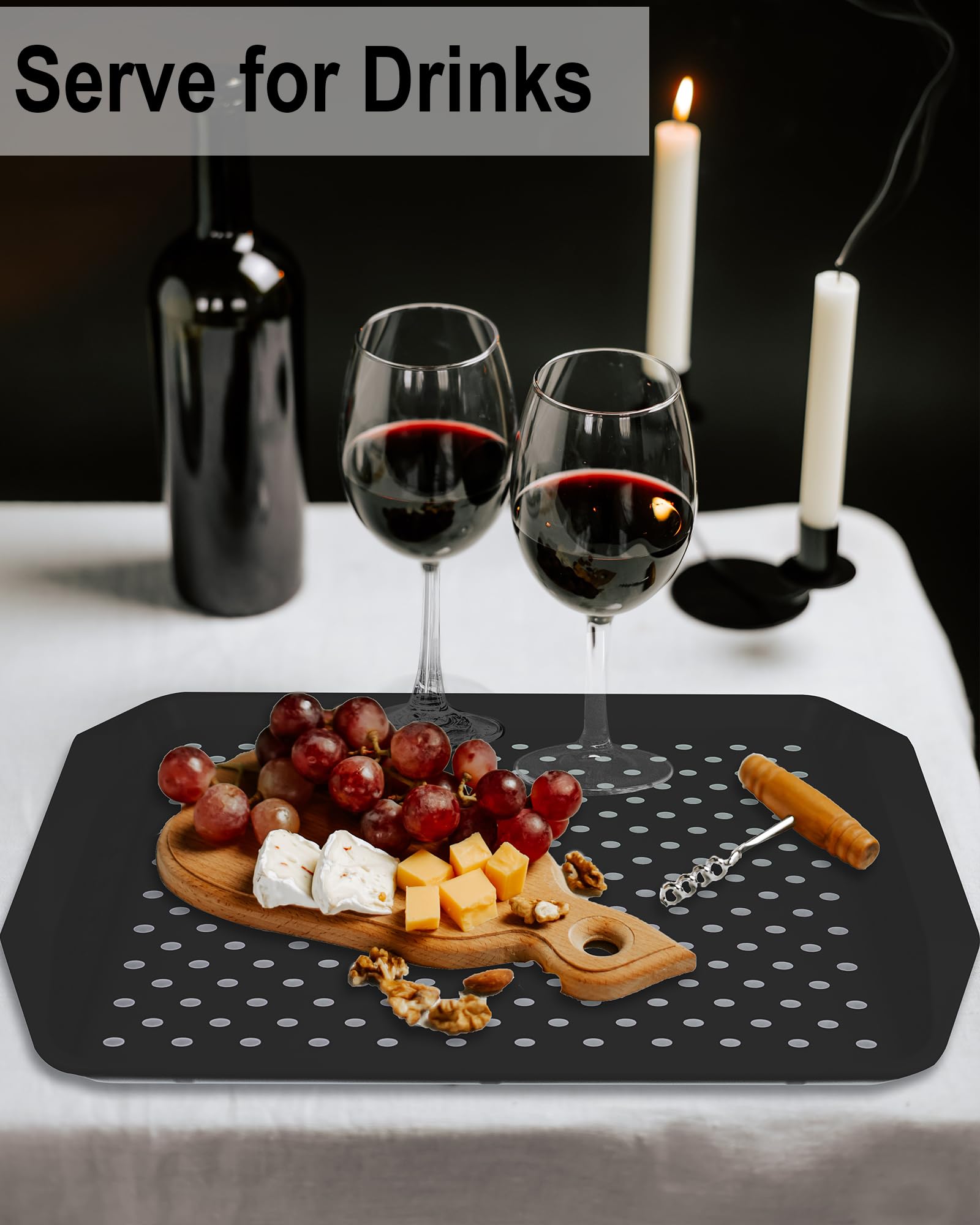 Czlizdyt Bandeja antideslizante para servir con asas, color negro