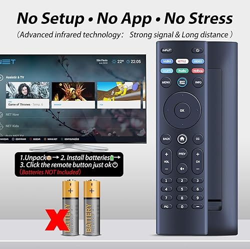 Miniatura 4 de Control remoto XR140 para televisores inteligentes Vizio LCD HD 4K UHD HDR, repuesto para XR136 Vizio control remoto con NetflixVuduXumoCrackleIheart