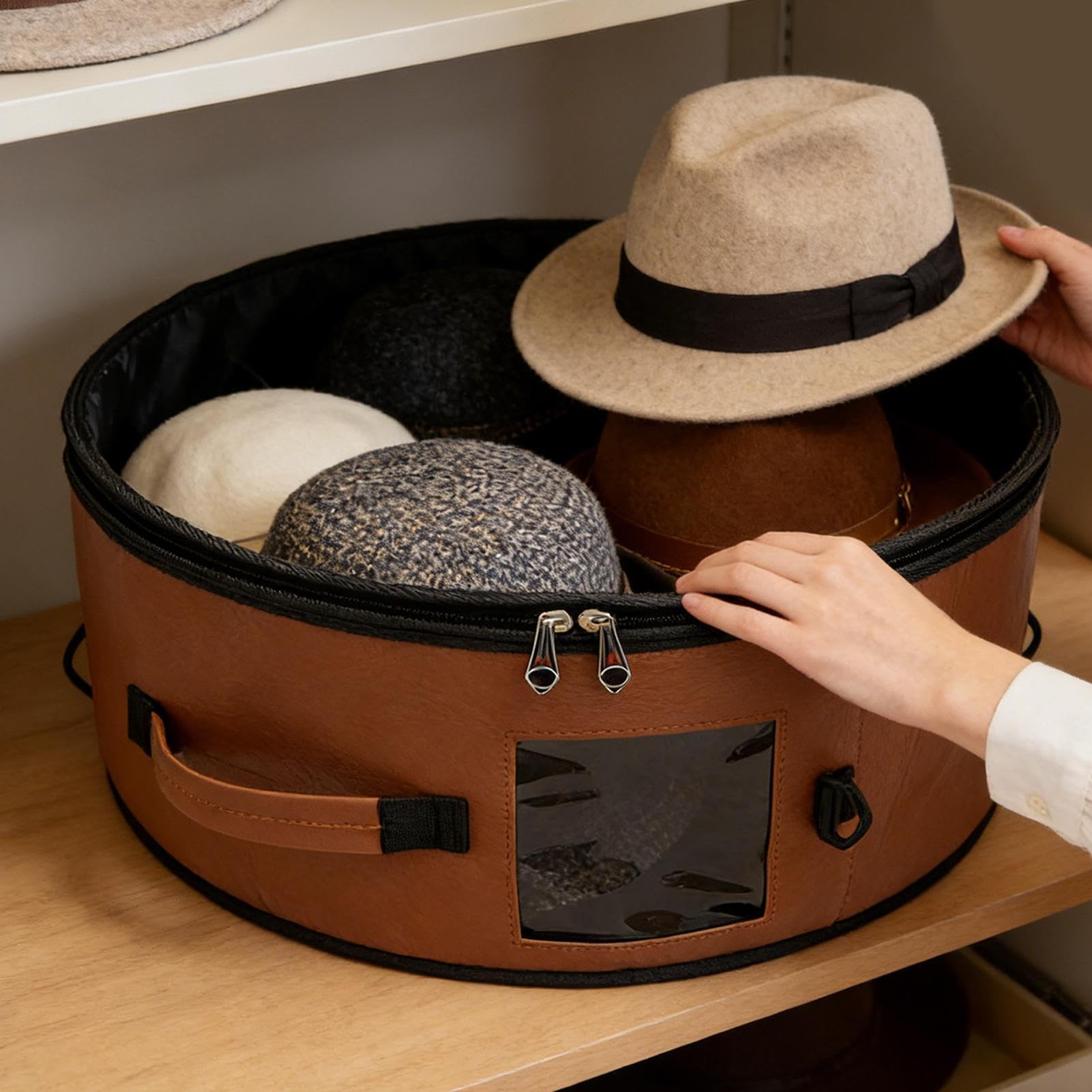 Para Sombreros Organizador De Gorras Grande Con Asa | De Almacenamiento Para Sombreros De Con Ventana Transparente Para Armario De Mujeres Y Hombres