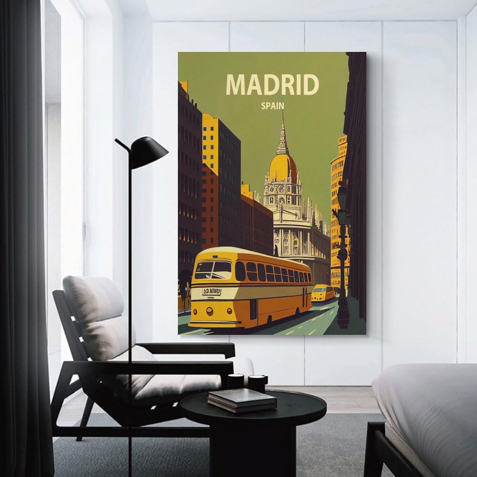 Affiche Déco Madrid Espagne - Toile 50x60cm, Vintage, Sans Cadre, Décoration Murale Salon Chambre