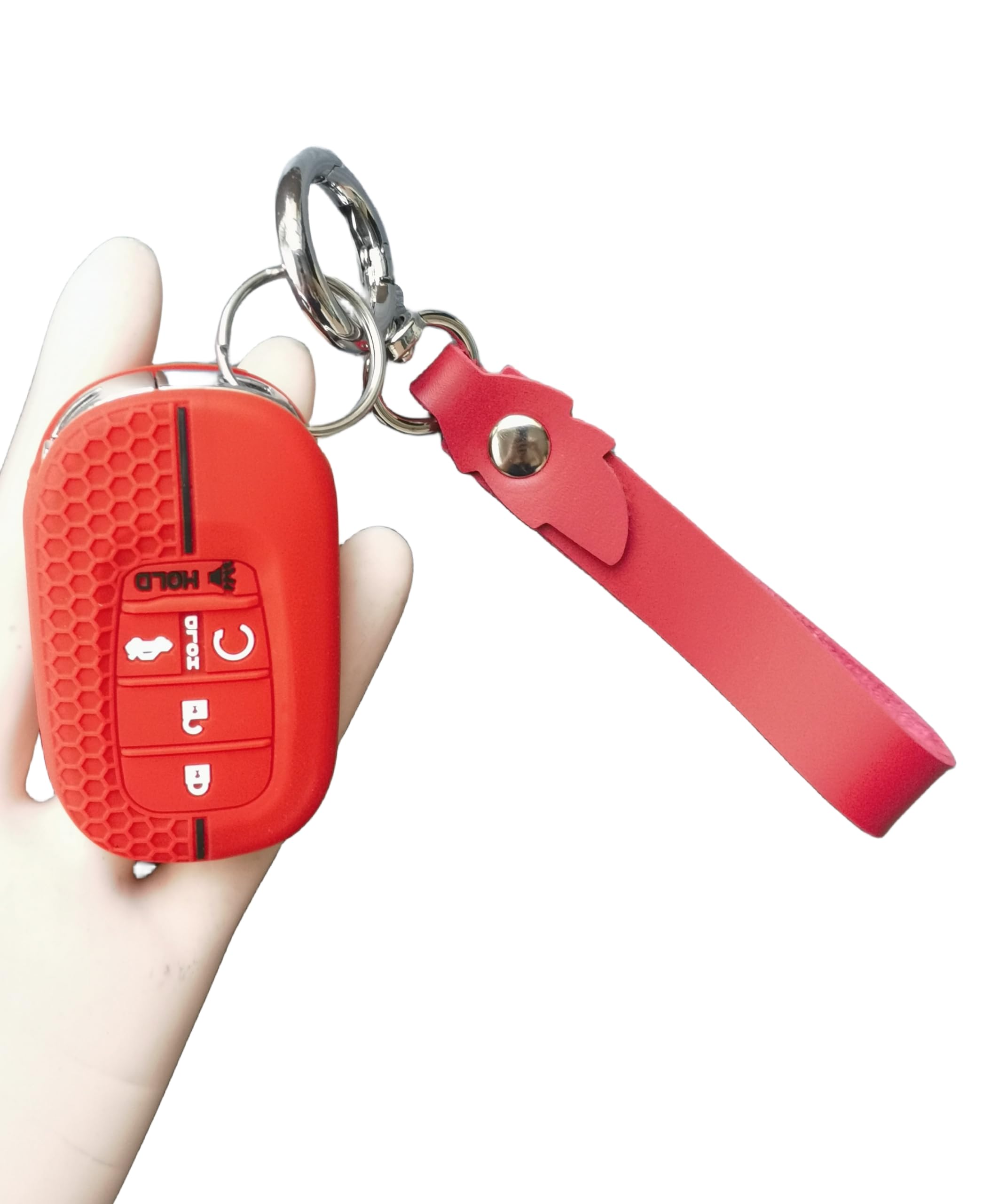 2 Fundas de Silicona para Llavero Inteligente de 5 Botones para Honda Accord Civic Pilot HR-V CR-V Sport SI EX EX-L Touring 2022 2023 2024 2025 (Negro/Rojo (a))