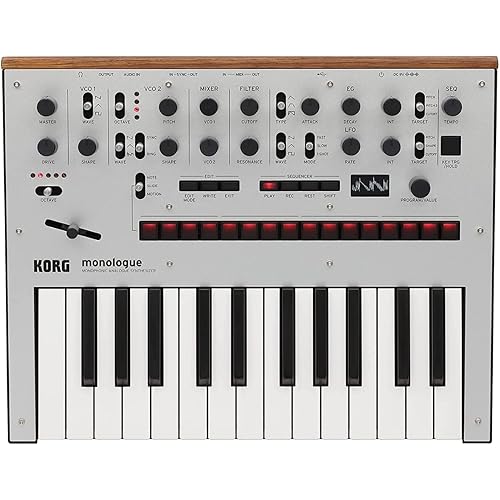 Korg monologue Monophonic Analog Synthesizer w/ 16-step Sequencer and OLED Oscilloscope - Silver