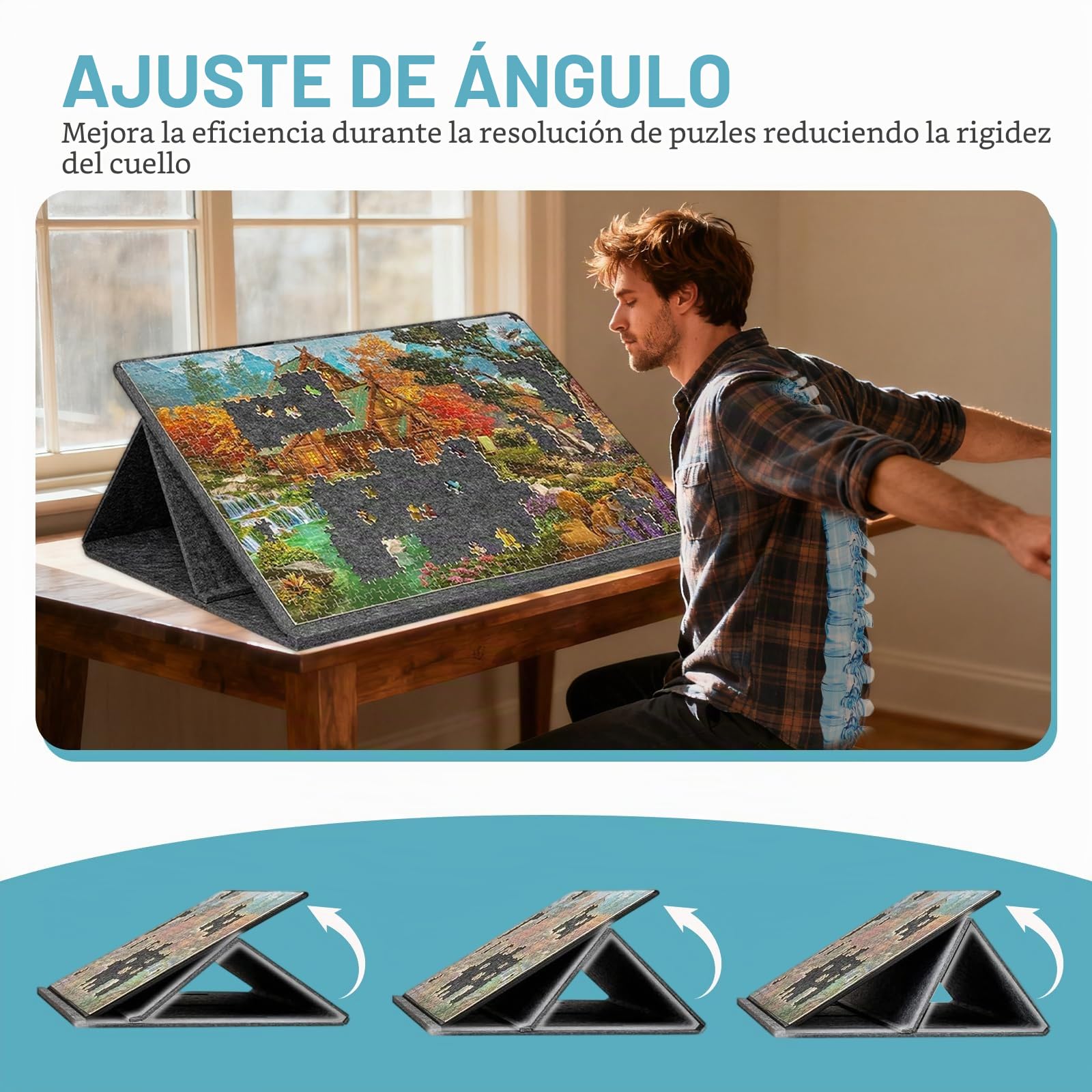 Tabla de rompecabezas plegable, 1000 piezas con soporte 2 en 1 y cubierta, tablero de rompecabezas inclinable con 6 clasificadores, almacenamiento de mesa de rompecabezas, regalo para niños y adultos