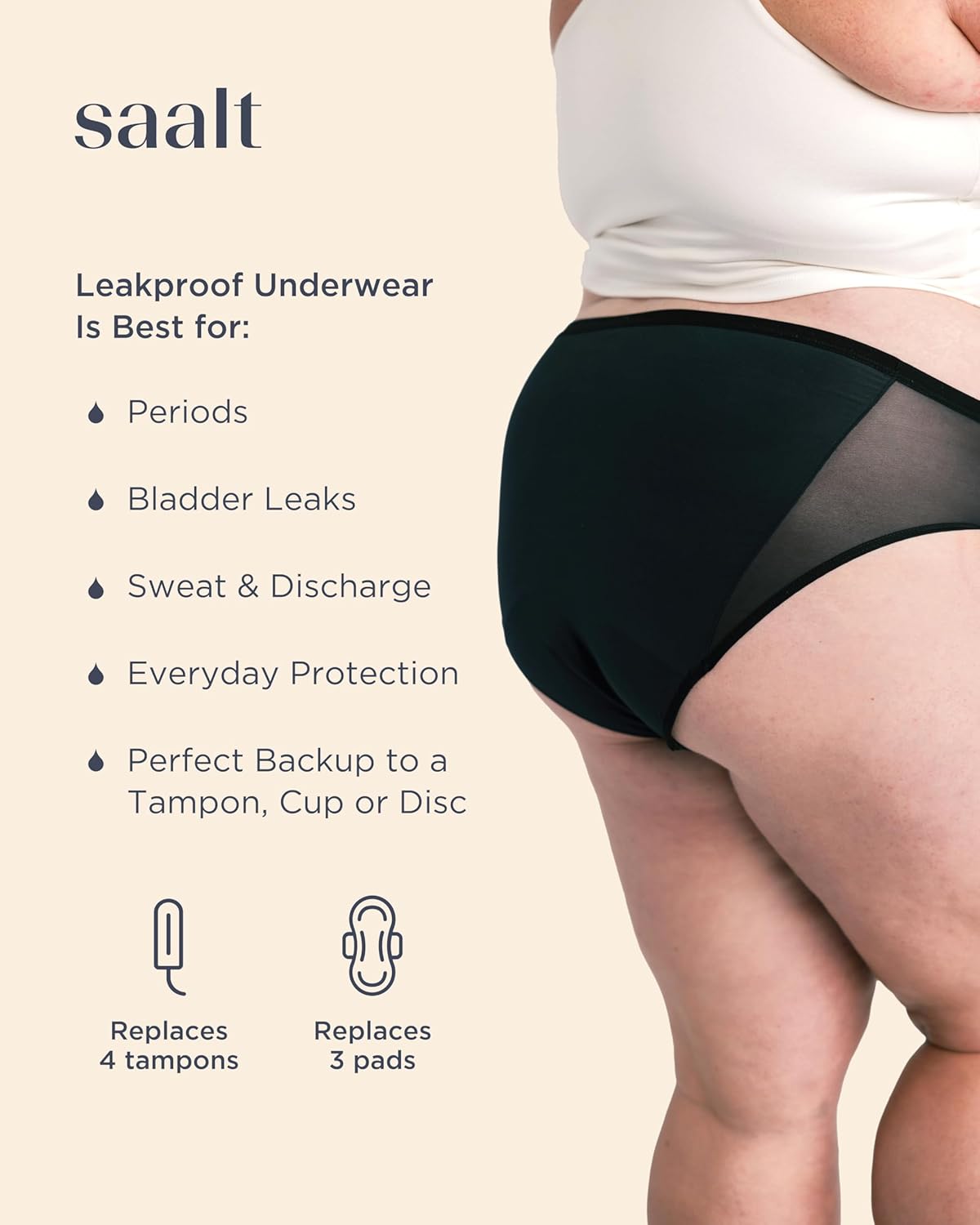 saalt Mesh Bikini Period Underwear - Leakproof Underwear for Women - Low-Rise Bikini Fit - Sustainable & Breathable Fabric - Image 2