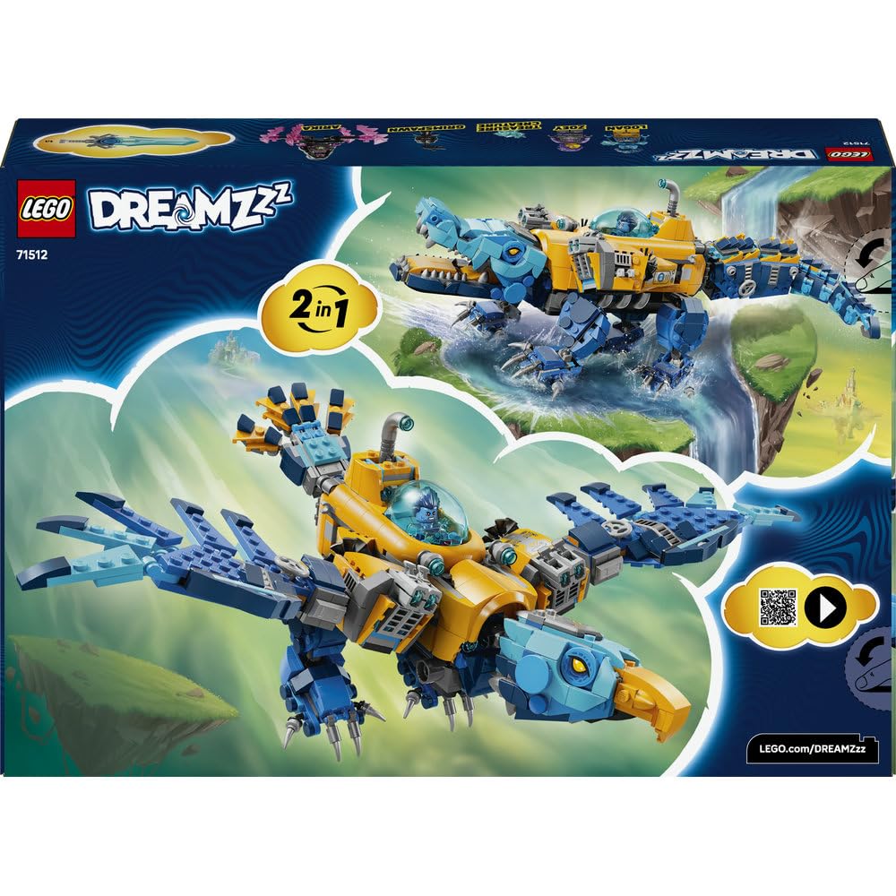 LEGO DREAMZzz Krokodylołódź podwodna 71512 | krokodylołódź, zabawka akcji, prezent dla chłopca i dziewczynki 8+, przygoda fantasy, 1107 elementów