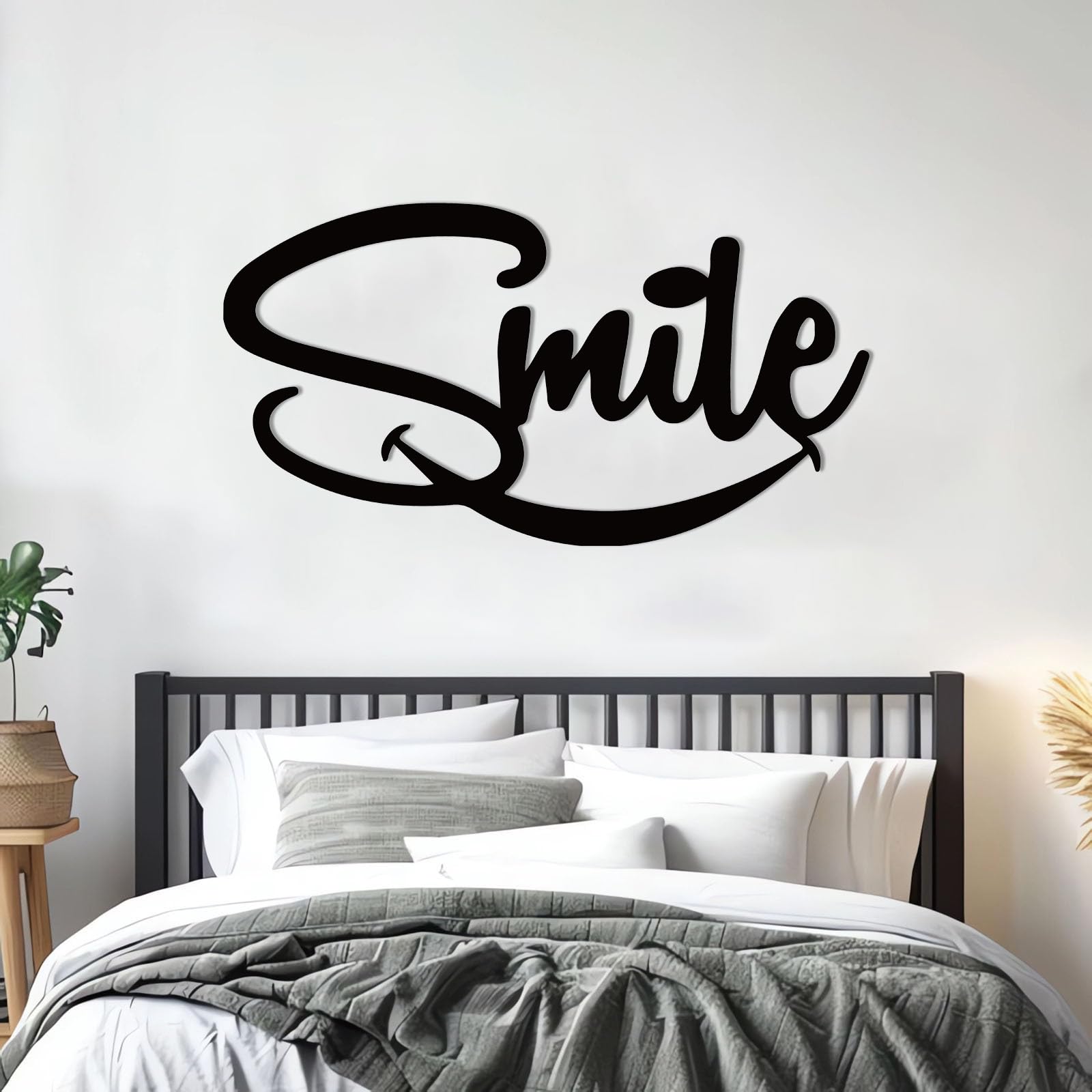 Metal Smile Wall Decor, Metal Large Letters for Wall Decor, Smile Sign, Inspirational Home Art, Positive Room Sculpture, Decorations for Living Room,