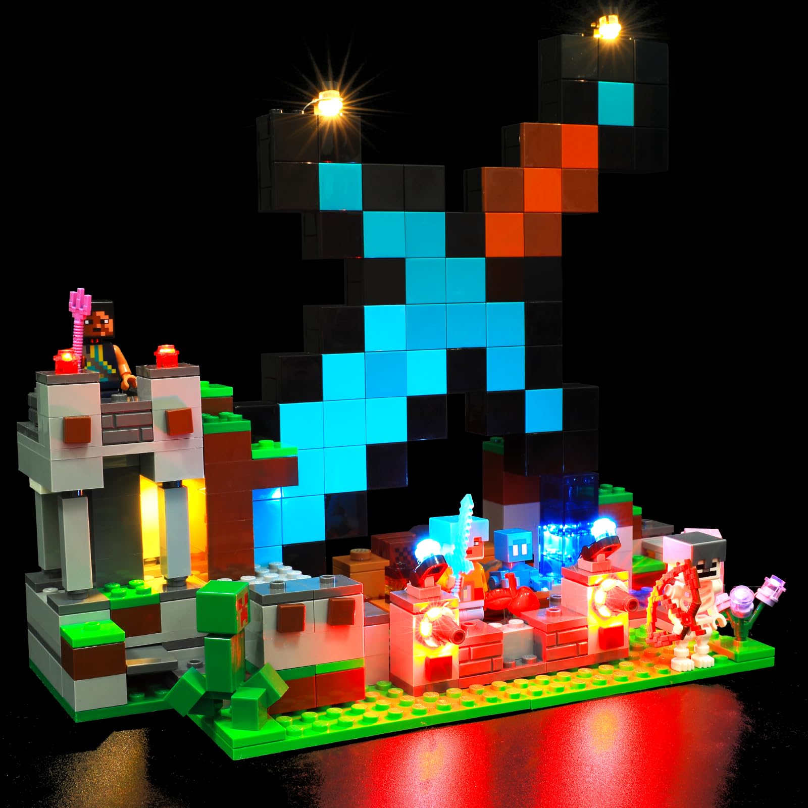 LED Light Kit Compatible with Lego 21244 Minecraft The Sword Outpost, Creative Pixel Battle Decor Lighting Set for Minecraft Building Toys (NO Building Model Bricks)