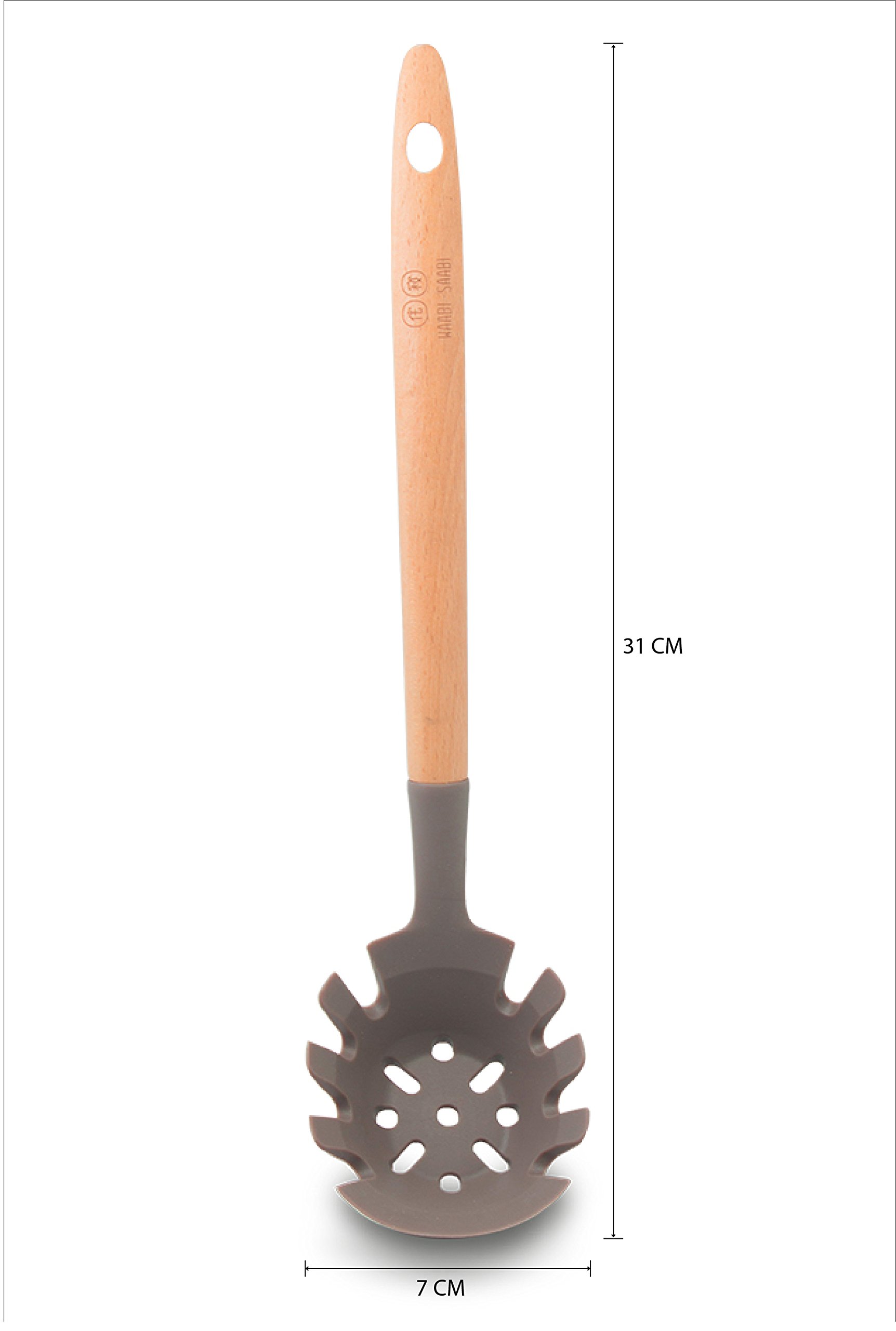 Silicone Spaghetti Server | Tosser with Beech Wood Handle | KIKAI - キーキュ | WS-20004 3