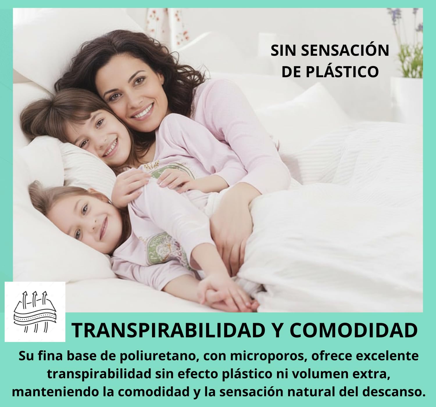 HaraDeco Protector Colchón Hotelero Rizo Algodón Sin Ruido Oeko-Tex® | Silencioso, Transpirable Impermeable, Hipoalergénico y Antiácaros, Resistente Fabricado en España para Uso Profesional