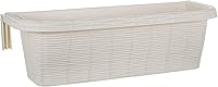 Vista 1 de Apollo Exports International AP-30312 - Maceta de barandilla ajustable de 24 pulgadas, aspecto ratan, color blanco