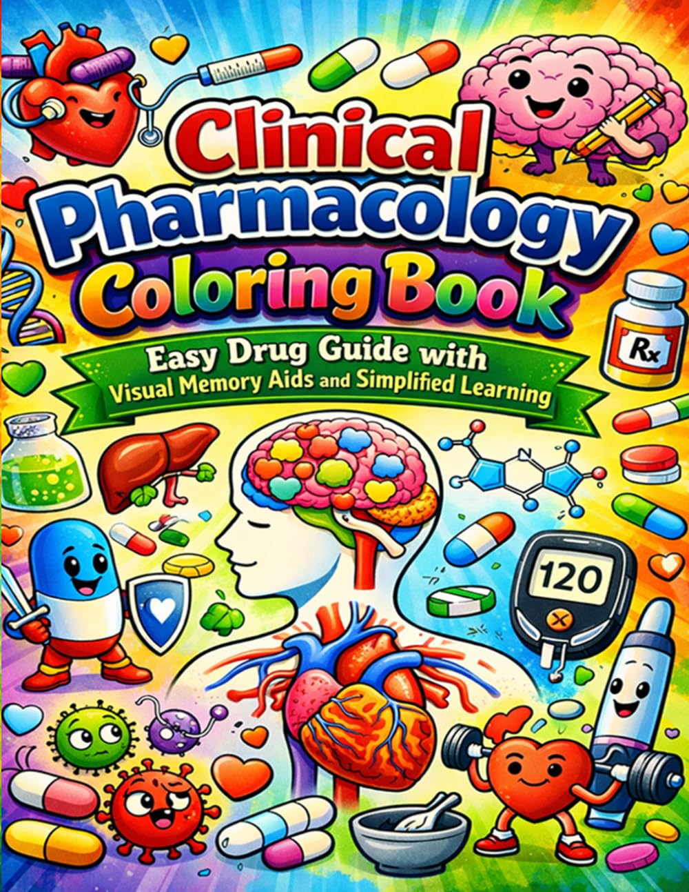 Clinical Pharmacology Coloring Book: Easy Drug Guide with Visual Memory Aids and Simplified Learning: A Fun and Effective Way to Learn Drug Classes ... Effects and Clinical Use Through Coloring