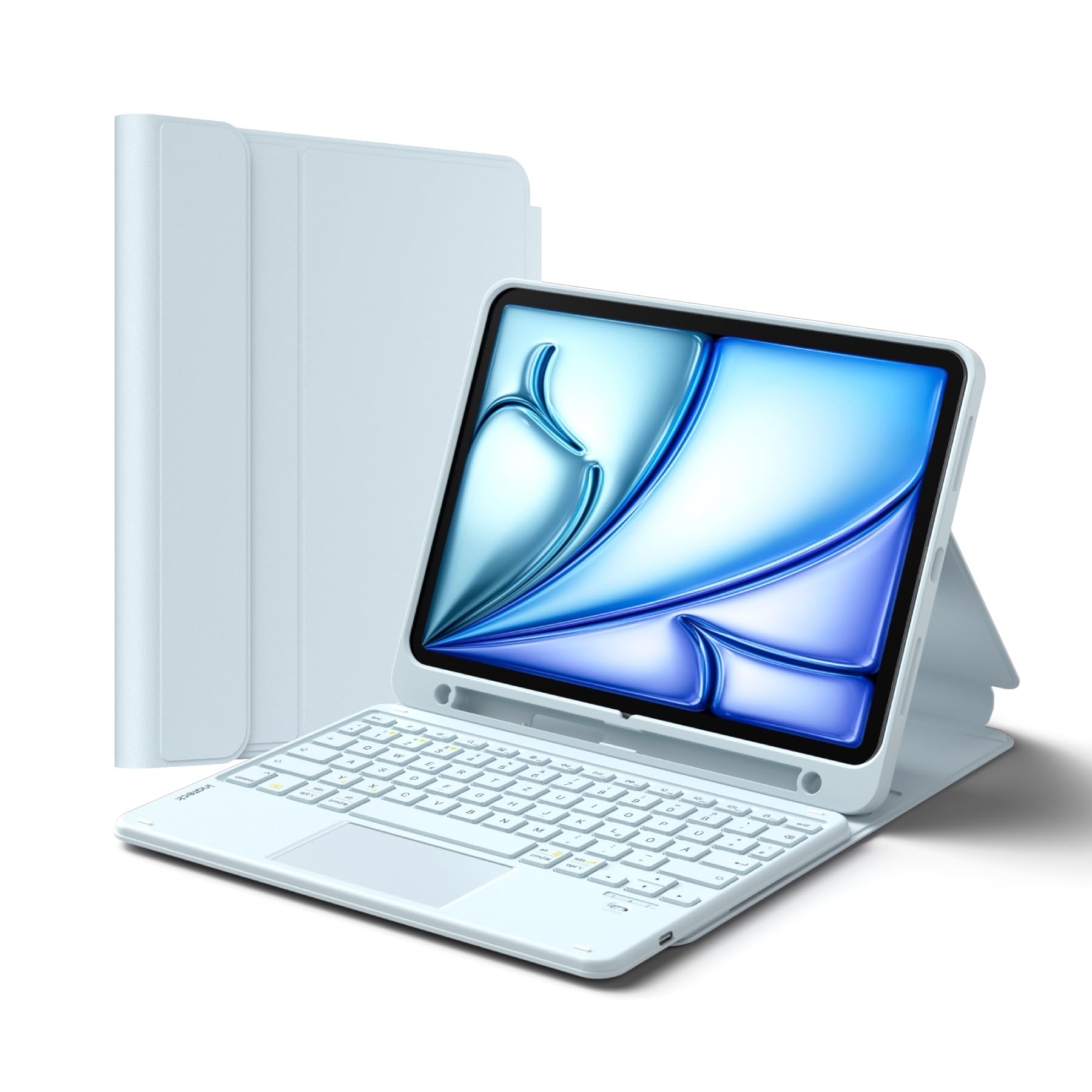 Inateck iPad 10 Generation Hülle mit Tastatur, für iPad 11 Gen. A16 2025 11 Zoll, Air 11 Zoll M3/M2 (2025/2024),Air 5/4, Pro 11 4/3/2/1,mit Touchpad und Stifthalter, Abnehmbar,QWERTZ,Classic N0001