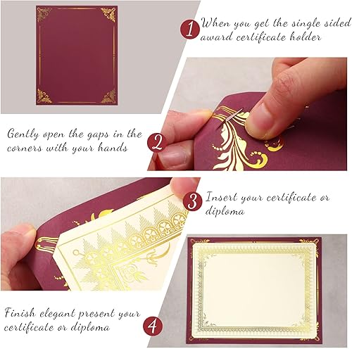 Miniatura 9 de 50 unidades de un solo lado para certificado de premio con borde de lámina dorada para certificados de 8.5 x 11 pulgadas, documentos, cartulina,