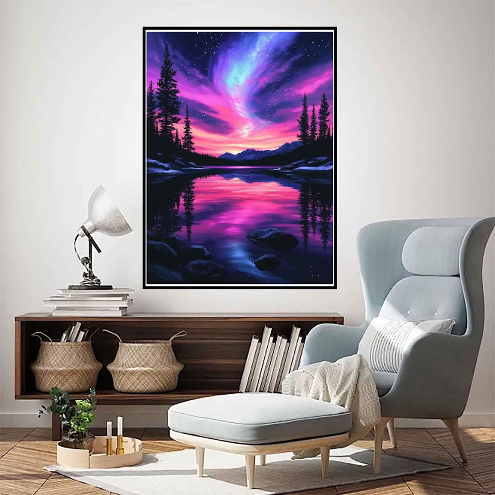 Diamentowe malowanie Aurora Diamentowe malowanie Las Diamentowe malowanie Dorośli Początkujący 5D DIY Diamentowy ścieg krzyżykowy DIY Dorośli Zestaw do dekoracji domu, Prezent dla kobiet 100x135