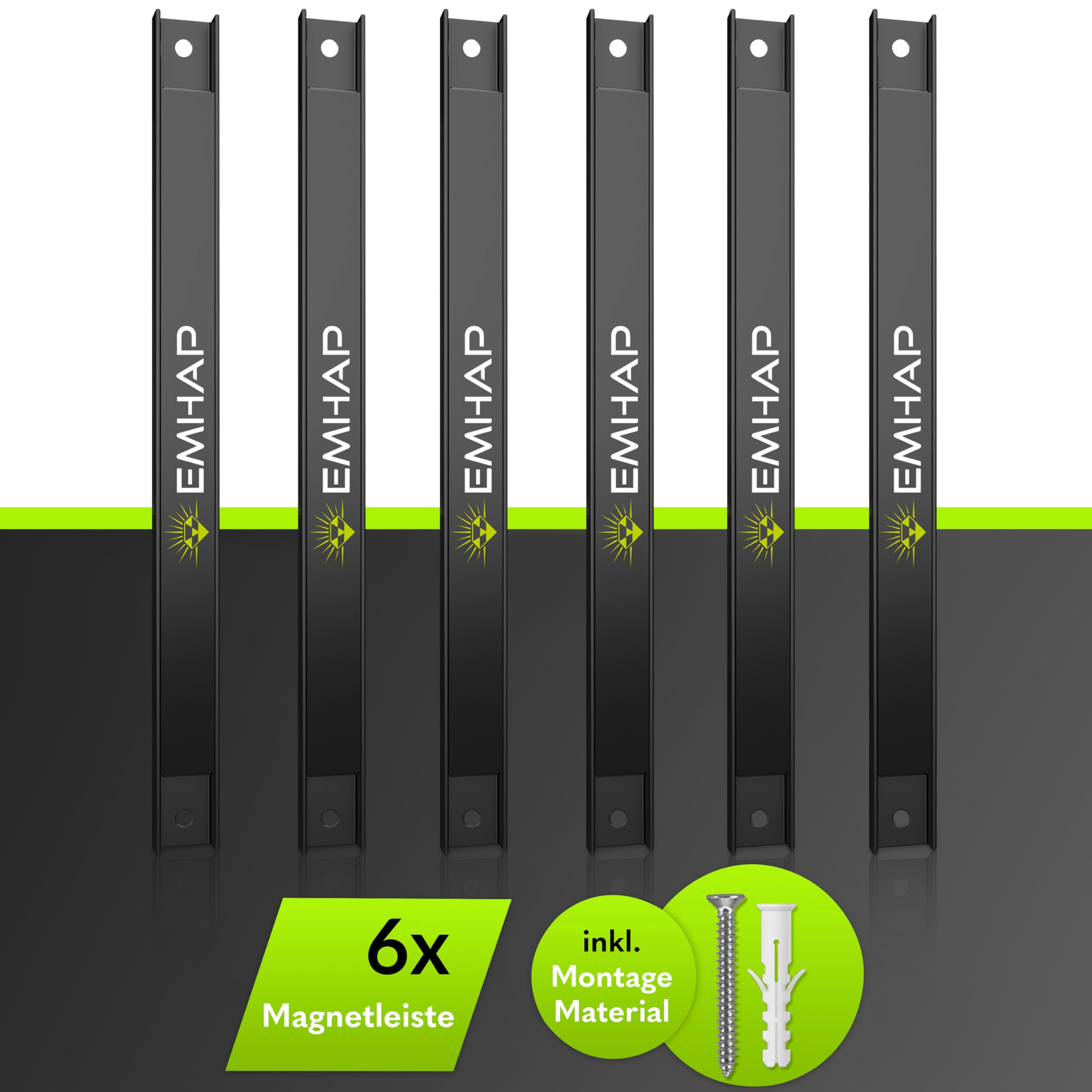 Barra magnetica per attrezzi, extra forte, set da 6 (46 cm), universale, supporto magnetico, pratico organizer per attrezzi