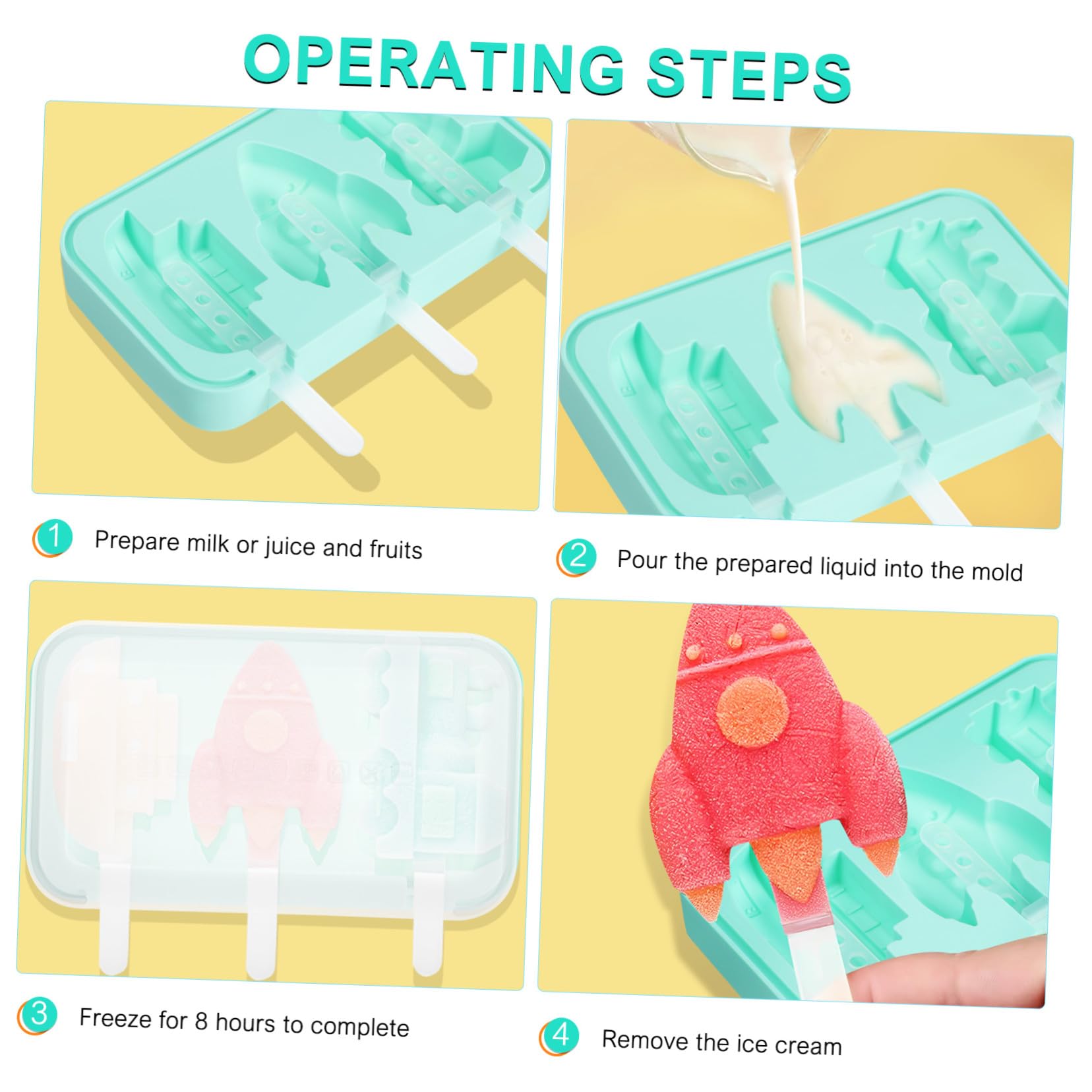 Moule à Glace Réutilisable Moule à Mini-glace Créatif Soi-même 2pcs avec Couvercle en Silicone pour Fête Cuisine Maison