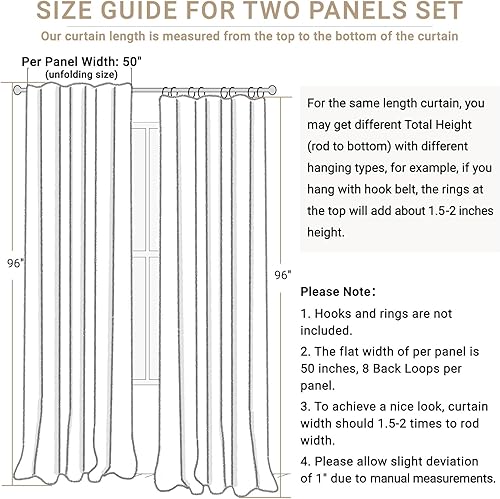 Miniatura 7 de 100% Blackout Shield - 2 cortinas opacas de lino, con presillas traserasbolsillo para cortinero y aislamiento térmico, para el hogar, 50 pulgadas