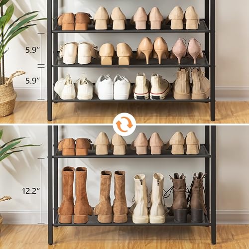 Miniatura 6 de Zapatero de 8 niveles, estante de zapatos de gran capacidad, organizador de zapatos para entrada, 28-32 pares de zapatos, estable y resistente,