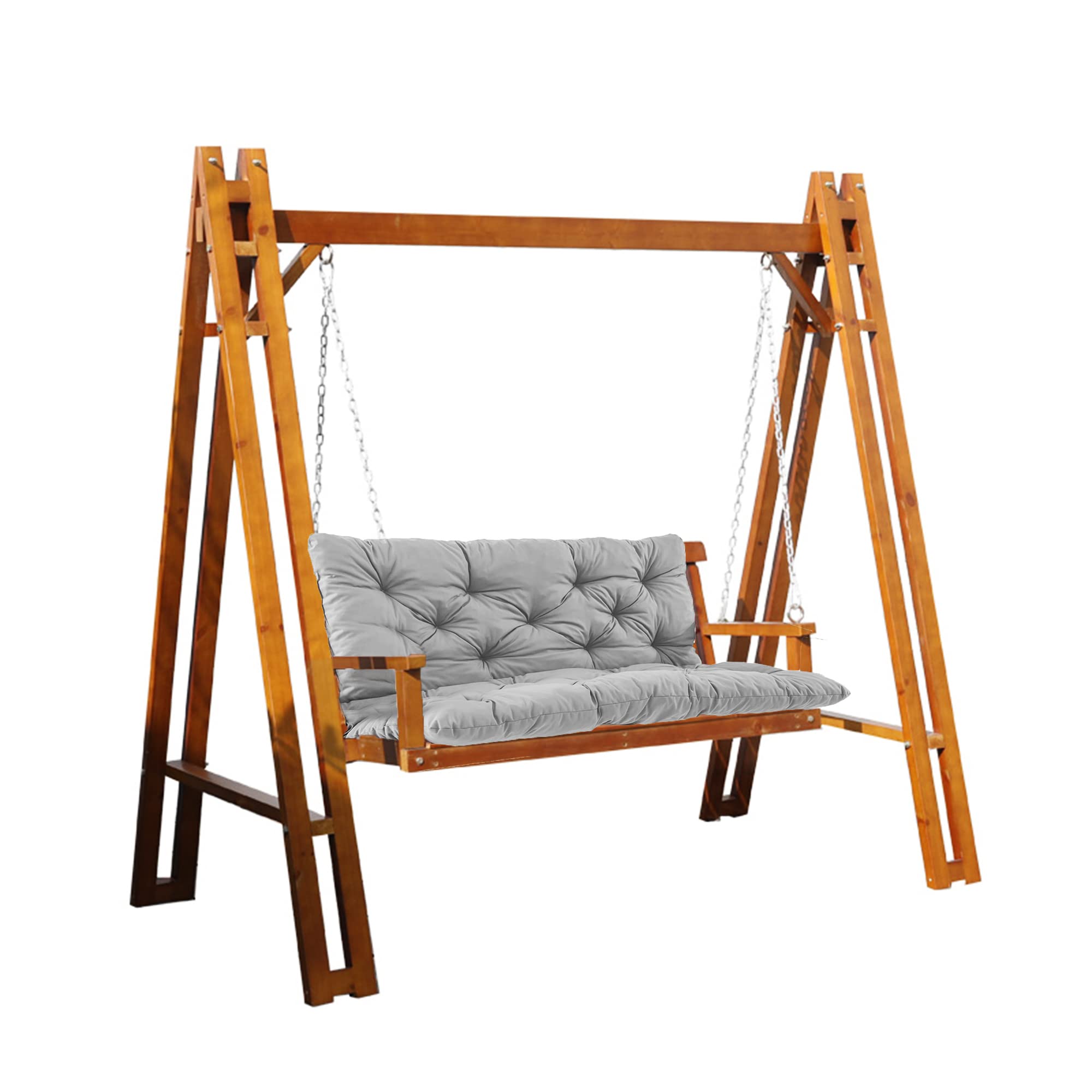 Cuscini di ricambio per panca da giardino a 2-3 posti, spessi e grigi, con schienale, tappetino in pelliccia per esterni ed interni, con str, 150 x 100 x 8 cm