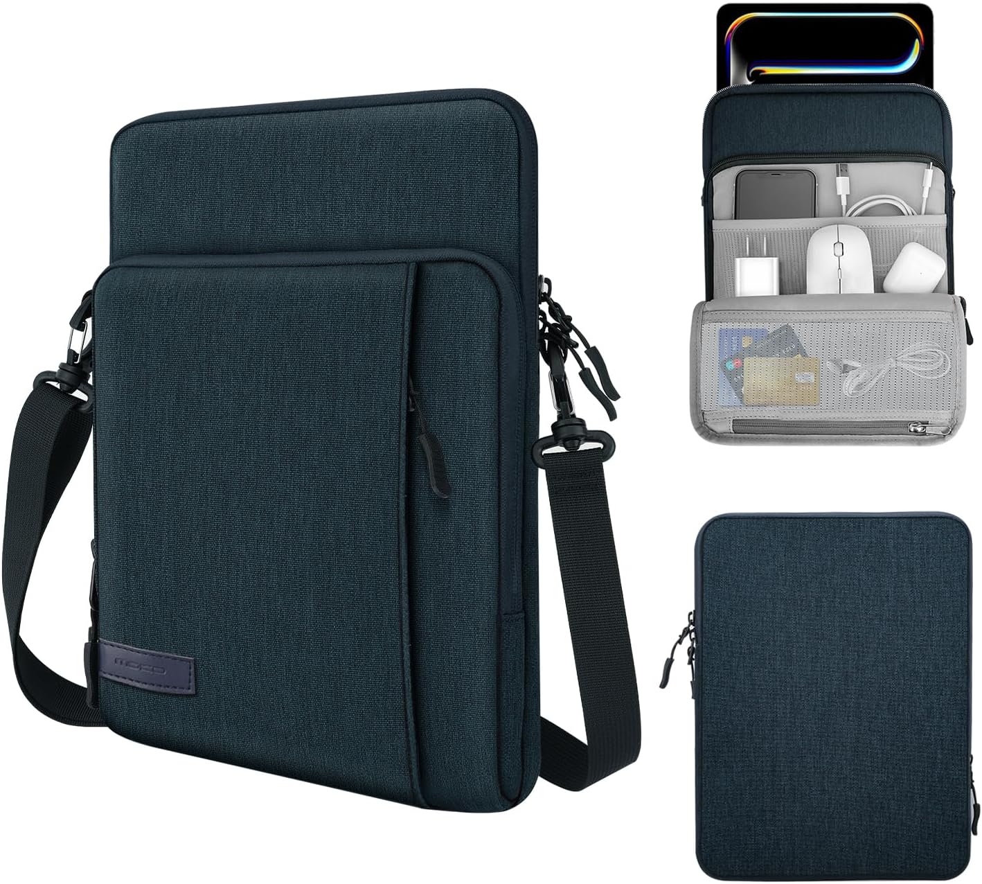 MoKo 10-13 Inch Tablet Sleeve Bag Carrying Case with Pockets Fits New 13-inch iPad Air M4 2026 & Pro M5,Pro 12.9/11,iPad 10th/Air 5/4th 10.9,i-Pad 7/8/9th 10.2, Galaxy Tab S8+/S9+ 12.4, Indigo