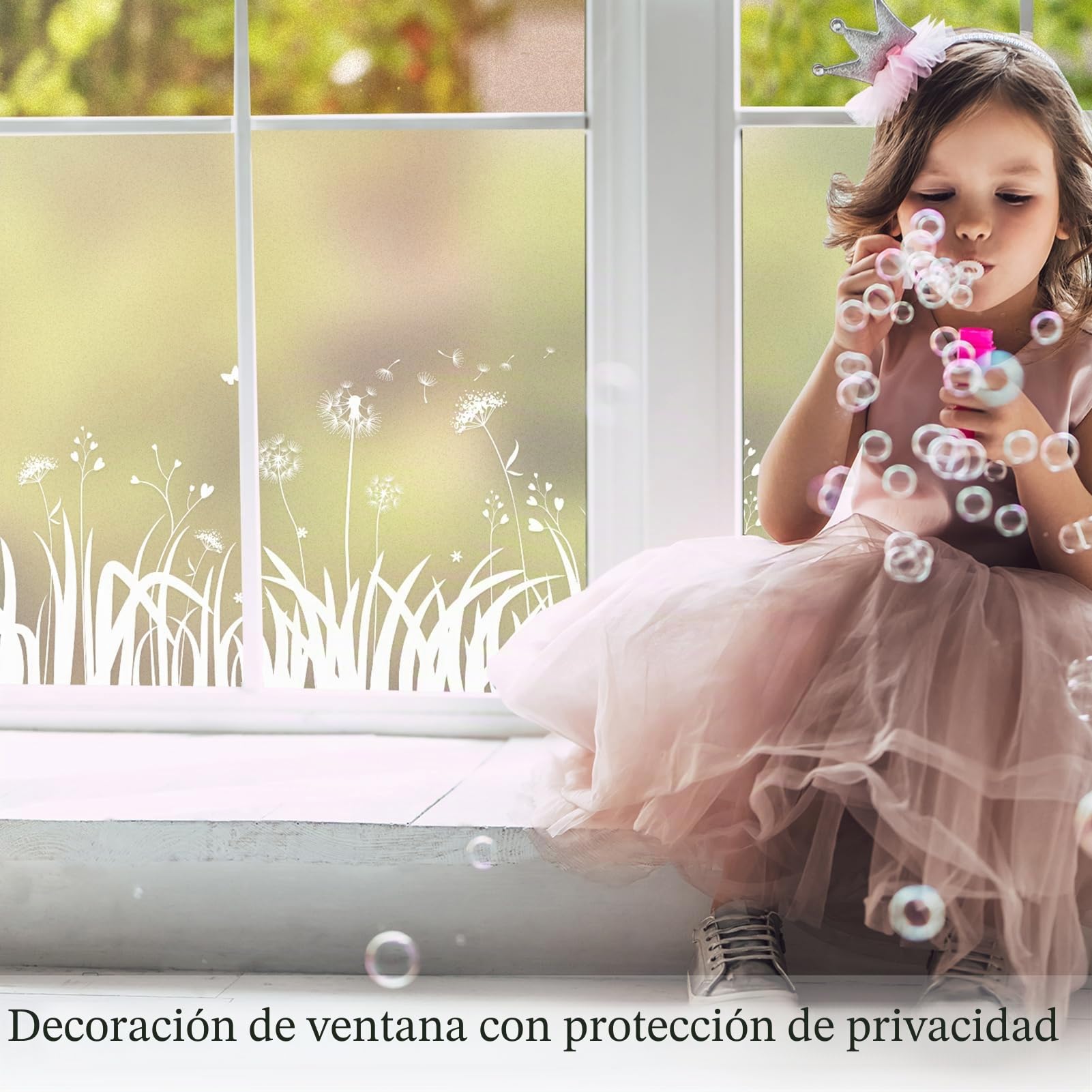 dktie Película de Privacidad de Vinilo Esmerilado para Ventana, Sin Pegamento, Extraíble, Diente de León, Mariposa, Estática para Cocina, Baño, Habitación