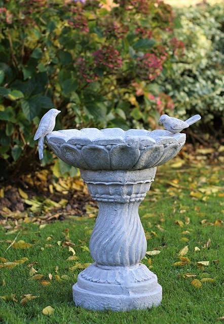 GARDEN ORNAMENT TRADITIONAL BIRD FEEDER OUTDOOR SLATE BIEGE