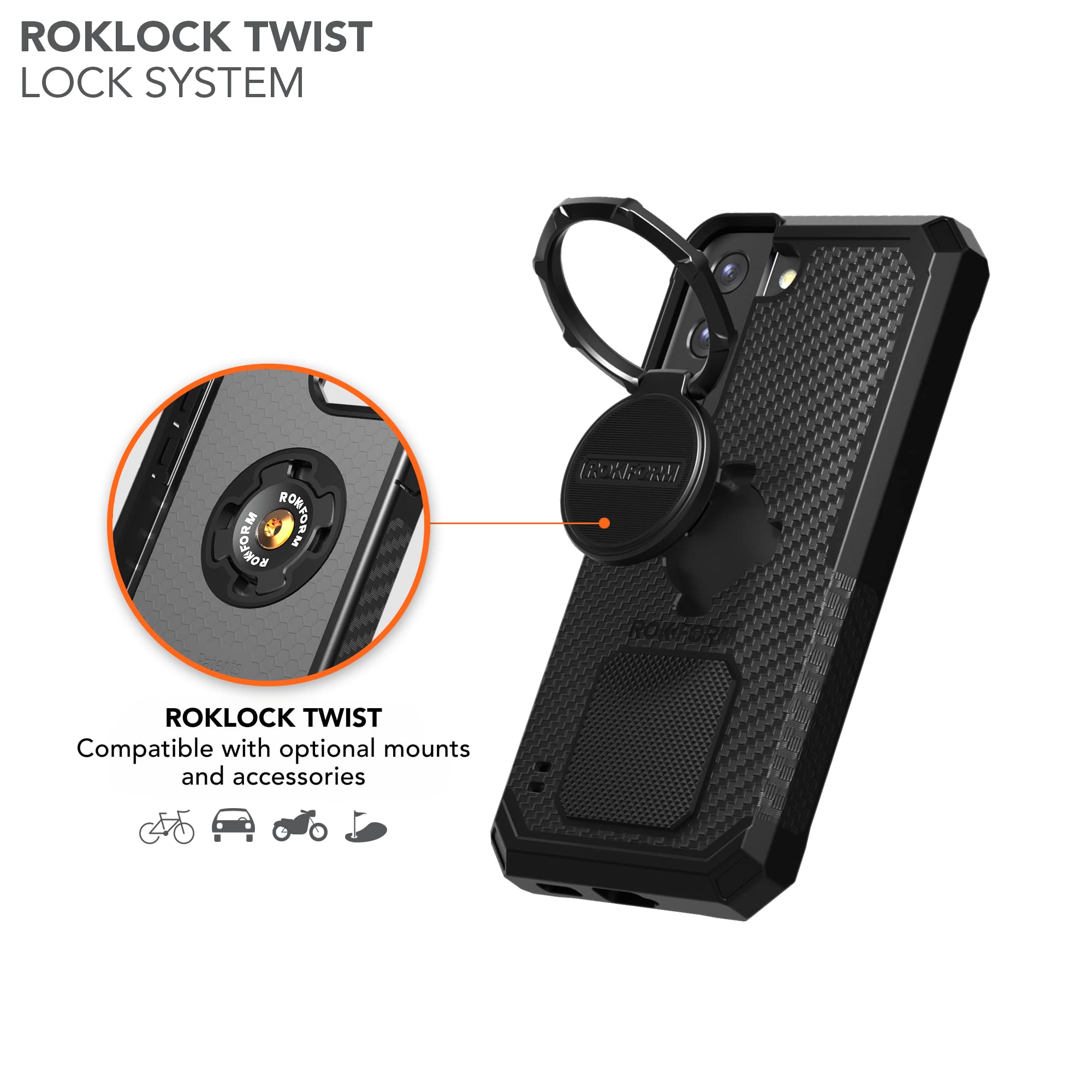 Rokform - Custodia per Galaxy S22, serie robusta, custodia magnetica con chiusura a torsione, armatura testata contro le cadute (nero)