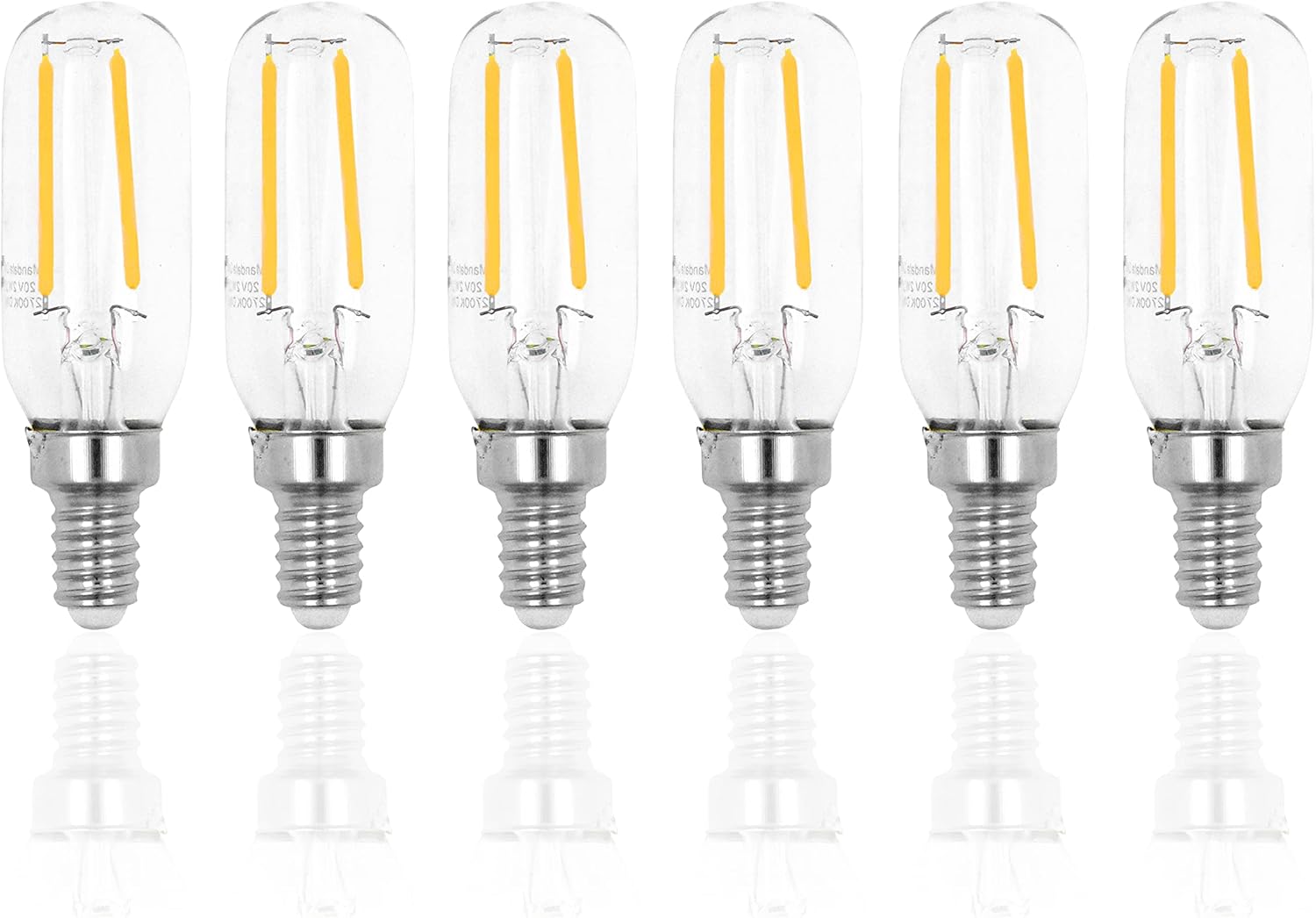 Mandala Crafts Dimmable 2W T6 LED Bulb 2700K Warm White, 25W Equivalent E12 Candelabra Base Clear Glass Filament Light for Chandeliers, Ceiling Fans, Pendant & Decorative Fixtures
