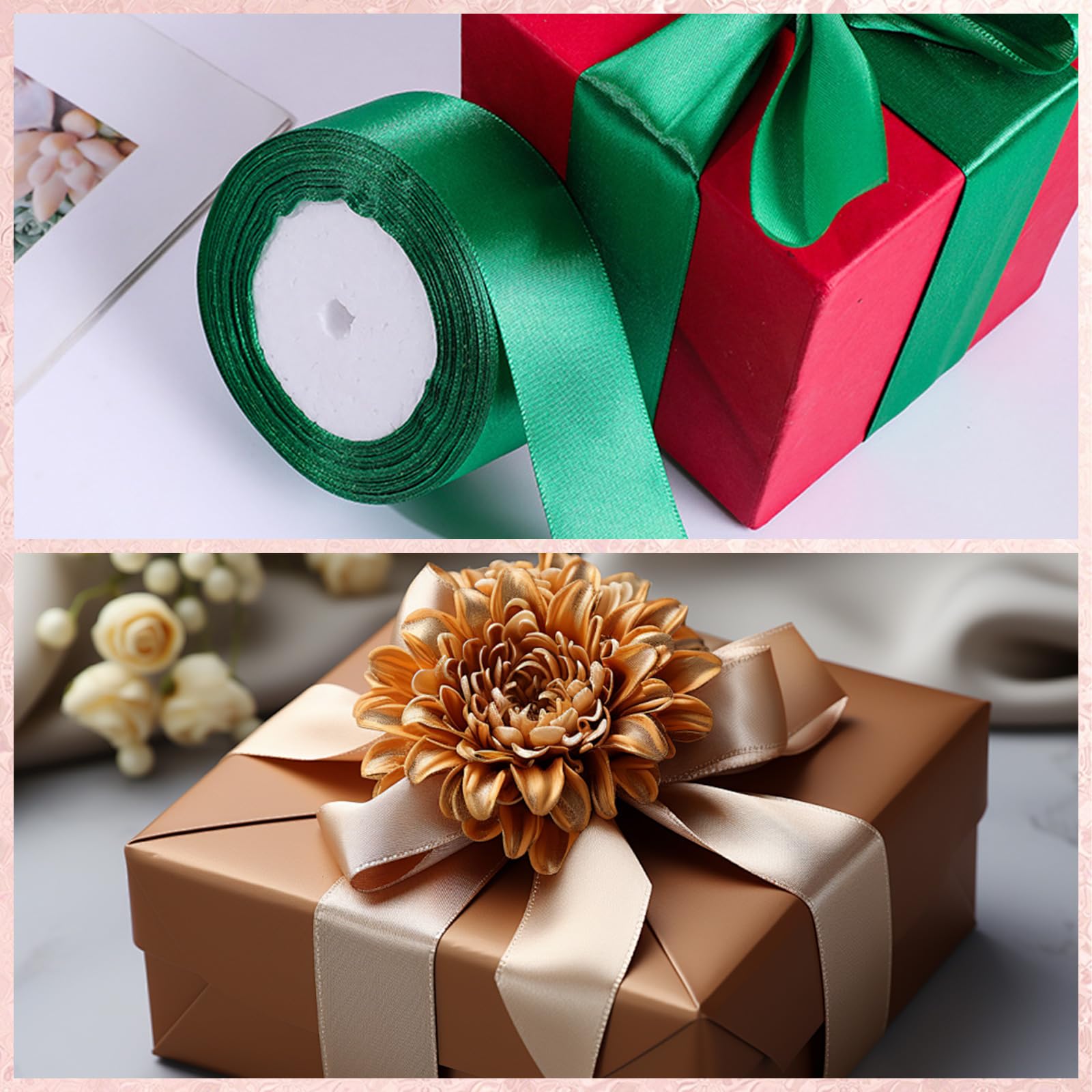 Regenbogen-Satinband in 20 Farben, 457 m, 3,8 cm x 22,7 m, insgesamt 457 m, buntes Stoff-Satinband-Set, verschiedene Bänder für Geschenkverpackungen, Halloween, Weihnachten, Hochzeit,