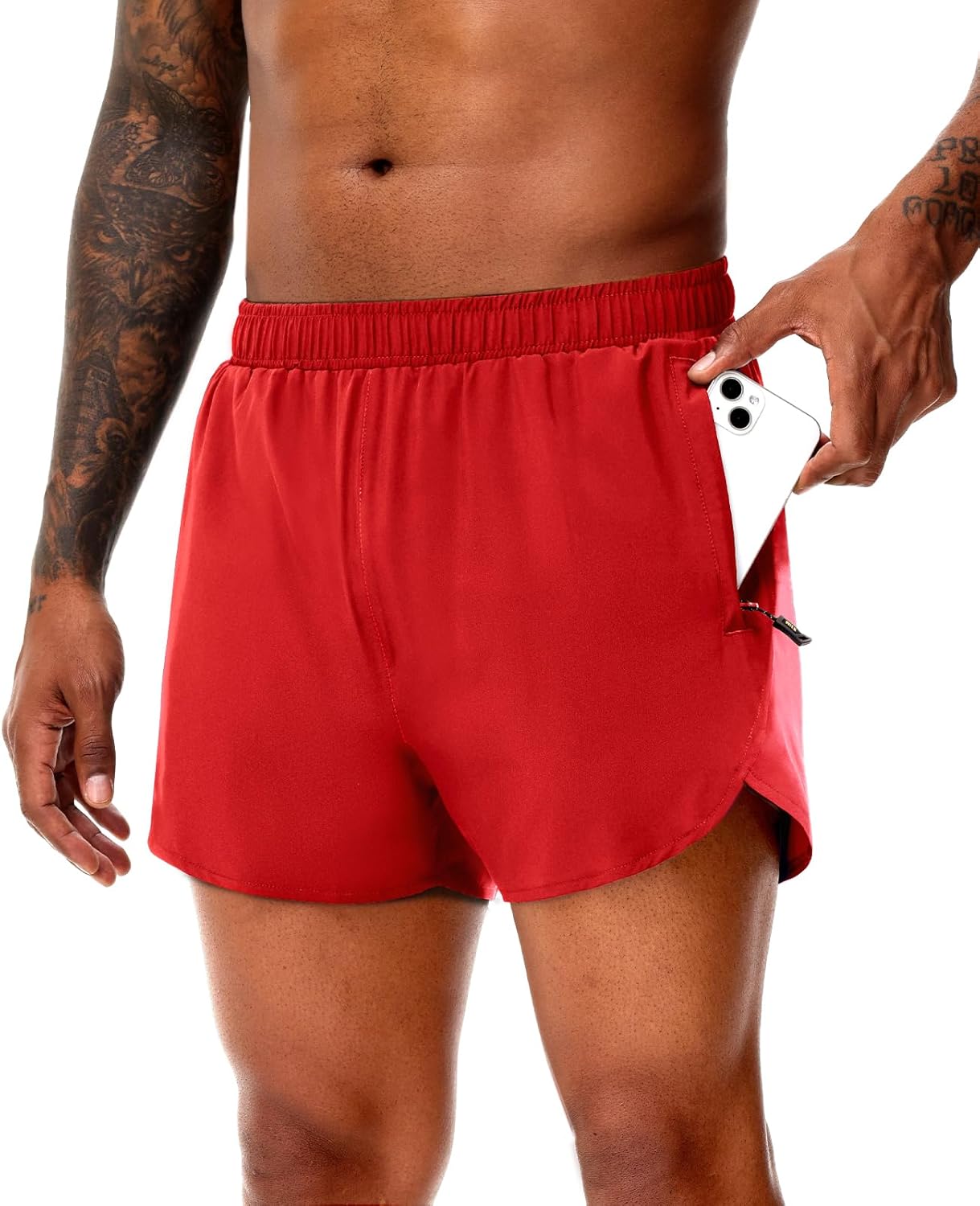 MIER Men's 3 Inch Inseam Running Shorts with Brief Liner Dry Fit Gym Athletic Workout Exercise Shorts with Zipper Pocket