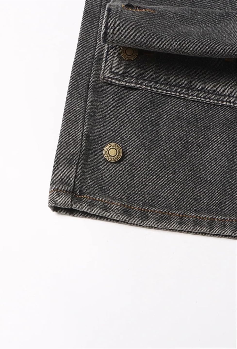 Women Solid Spliced Button Jeans High Waist Patchwork Pockets Vintage Casual Jean