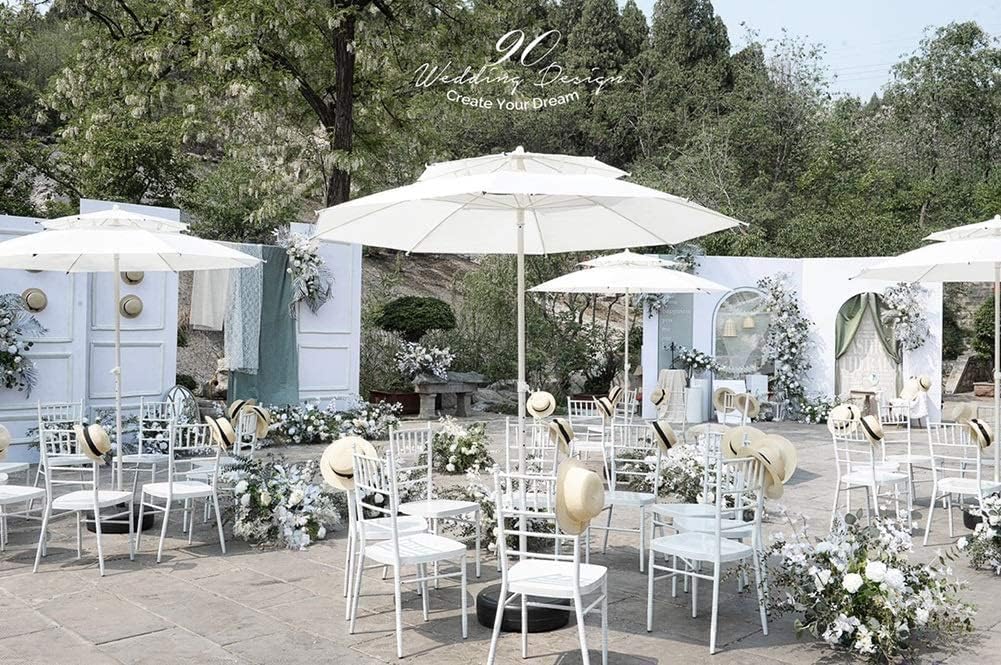 Parasol Umbrella Outdoor Market Table Umbrellas with Tilt Metal Pole, Gazebo Dock Waterproof Patio Umbrella, Great Protection Against UV Rays (Color : White)