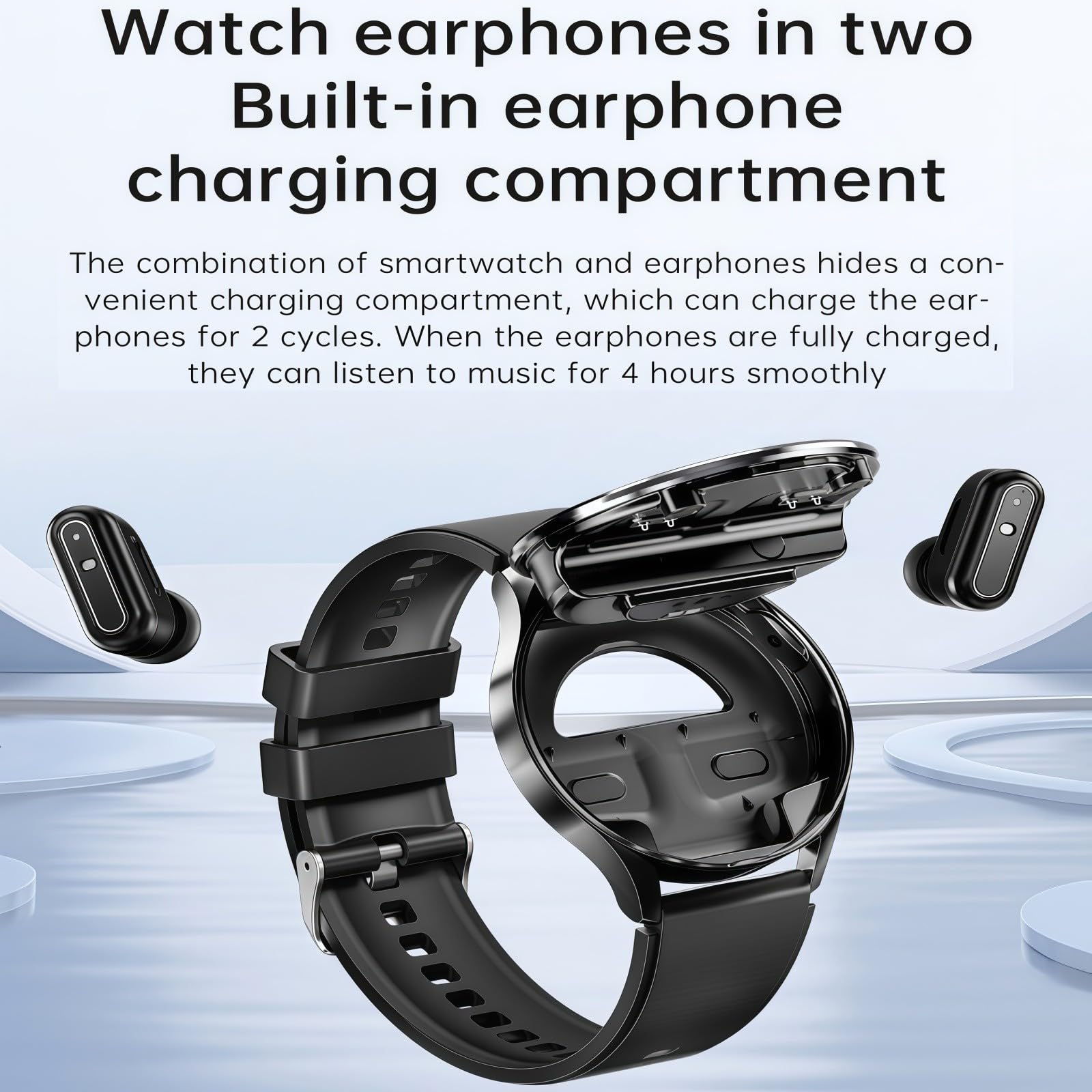 Reloj Inteligente con Auriculares Bluetooth 2 En 1,Carcasa Metálica,Resistente Al Agua IP67,Reloj Deportivo Plegable con Podómetro,Monitorización De Salud,Compatible con Android E iOS.