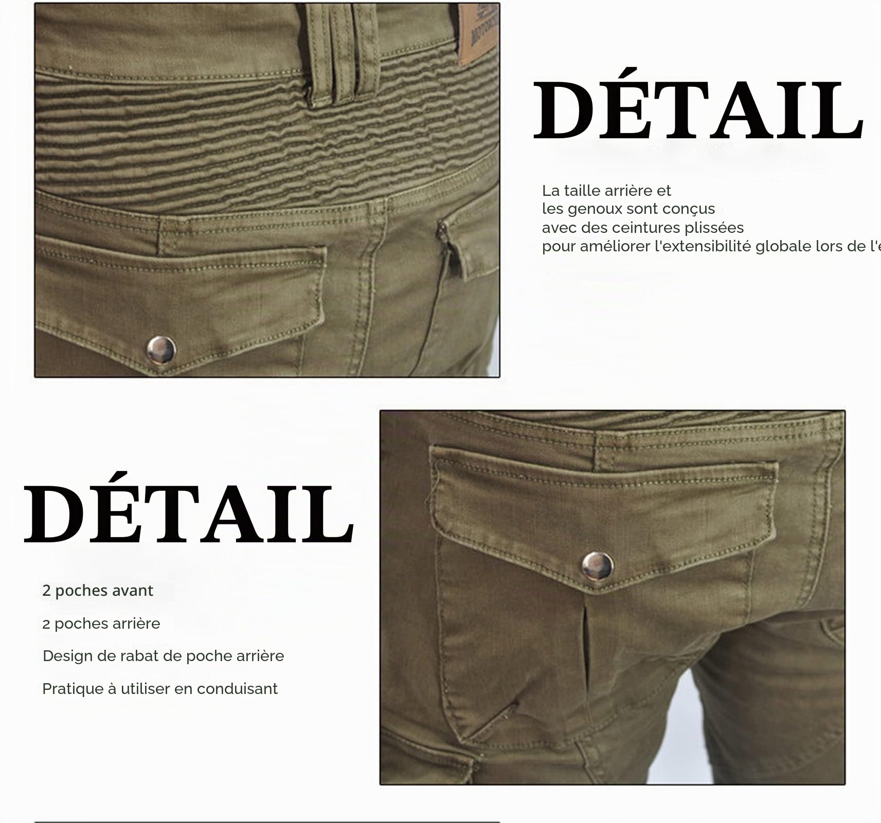 Pantalon de Moto pour Homme avec Doublure Amovible Protection intérieure Jeans de Moto Respirant Résistant au déversement Tissu Motorcycle Biker Pants